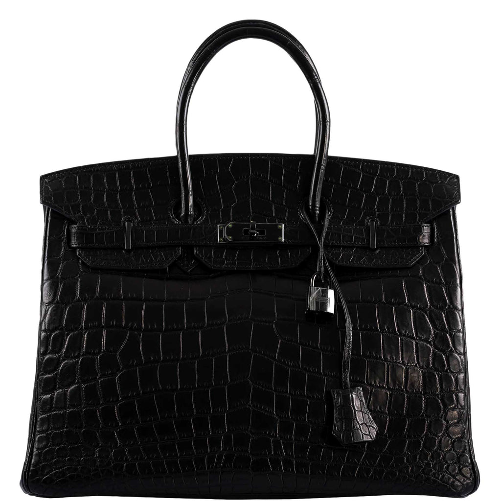 Hermes Birkin 35 SO BLACK Matte Alligator PVD Hardware - 2011, O Square - Exclusu