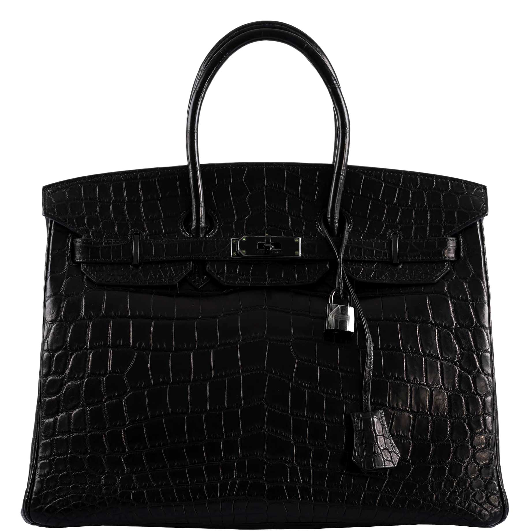 Hermes Birkin 35 SO BLACK Matte Alligator PVD Hardware - 2011, O Square - Exclusu