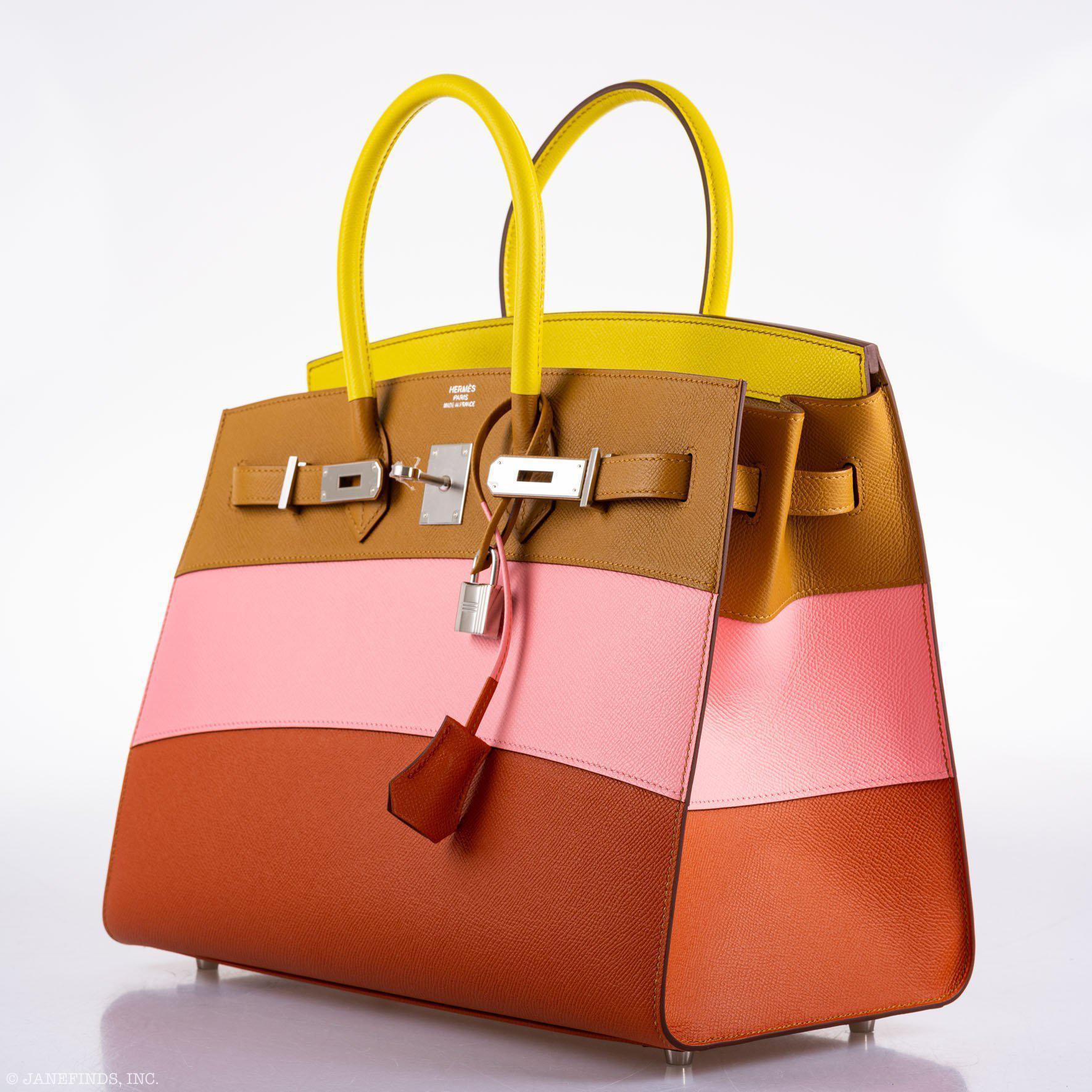 Hermes Birkin 35 Sellier "Sunrise" Rainbow Epsom Palladium Hardware - 2020, Y - Exclusu