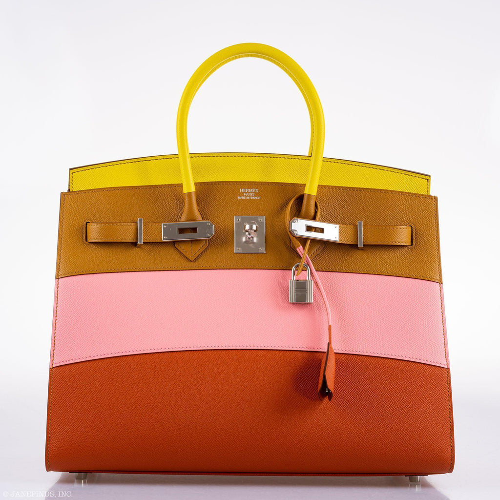 Hermes Birkin 35 Sellier "Sunrise" Rainbow Epsom Palladium Hardware - 2020, Y - Exclusu