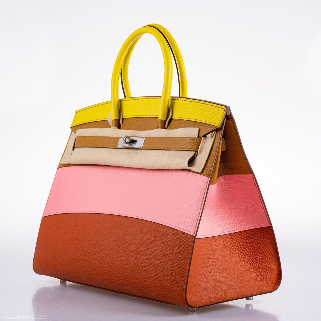 Hermes Birkin 35 Sellier "Sunrise" Rainbow Epsom Palladium Hardware - 2020, Y - Exclusu