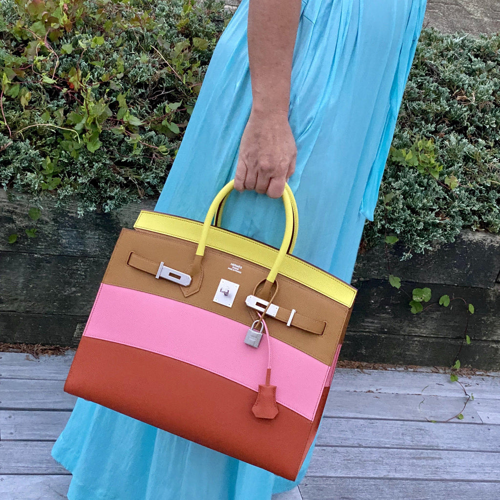 Hermes Birkin 35 Sellier "Sunrise" Rainbow Epsom Palladium Hardware - 2020, Y - Exclusu