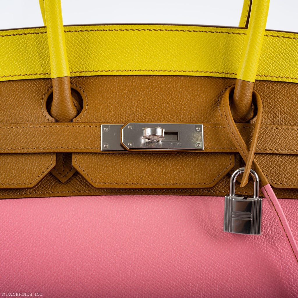 Hermes Birkin 35 Sellier "Sunrise" Rainbow Epsom Palladium Hardware - 2020, Y - Exclusu
