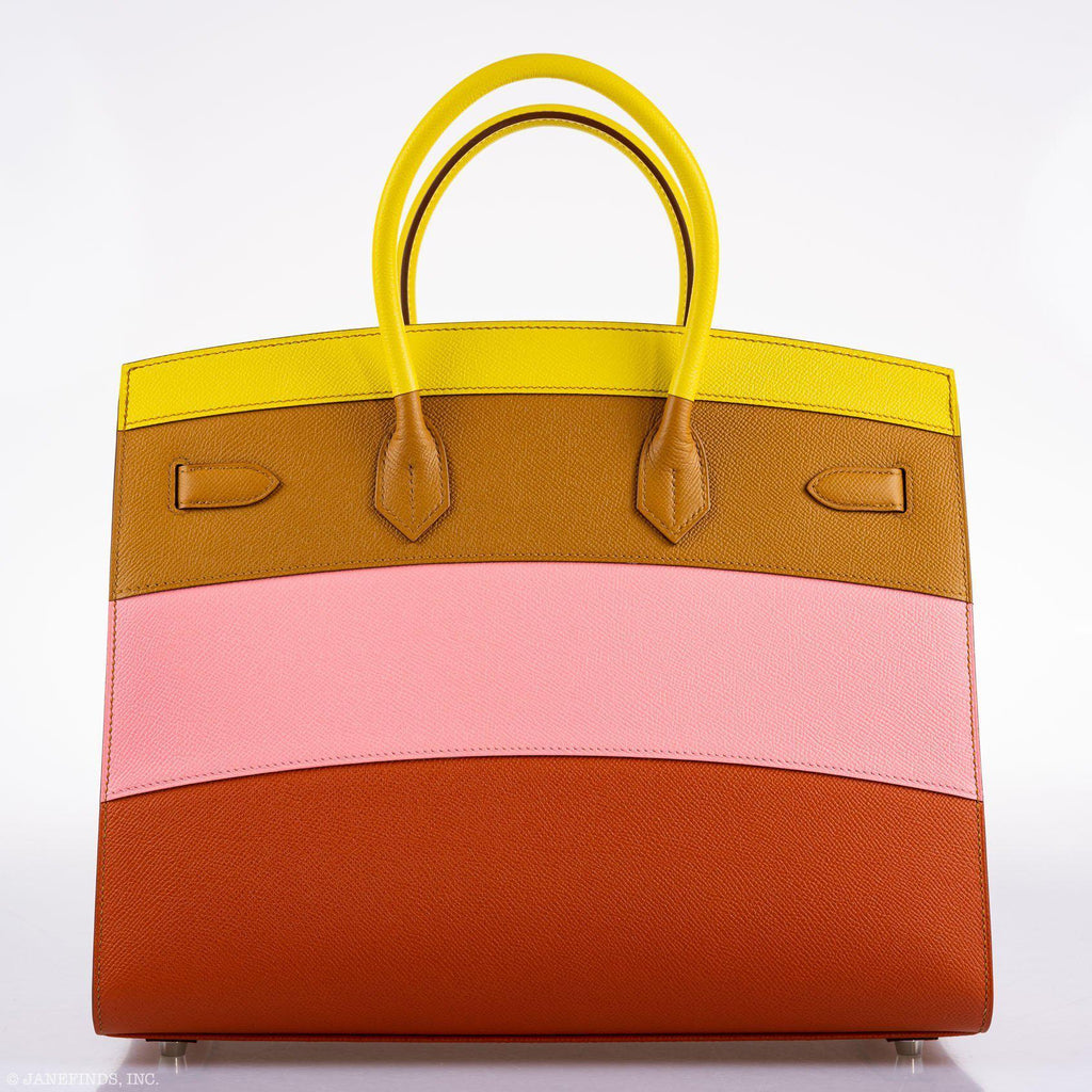 Hermes Birkin 35 Sellier "Sunrise" Rainbow Epsom Palladium Hardware - 2020, Y - Exclusu