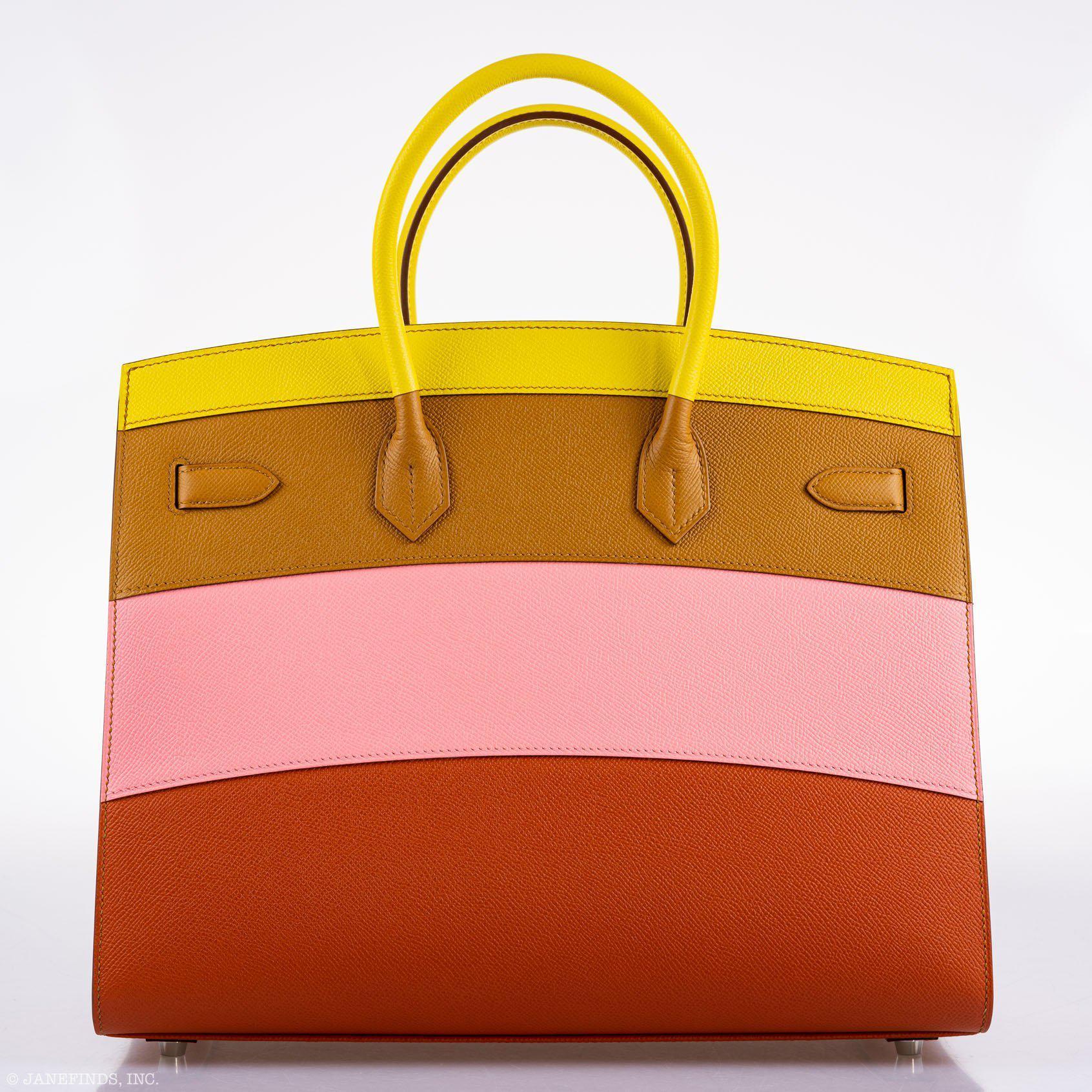 Hermes Birkin 35 Sellier "Sunrise" Rainbow Epsom Palladium Hardware - 2020, Y - Exclusu