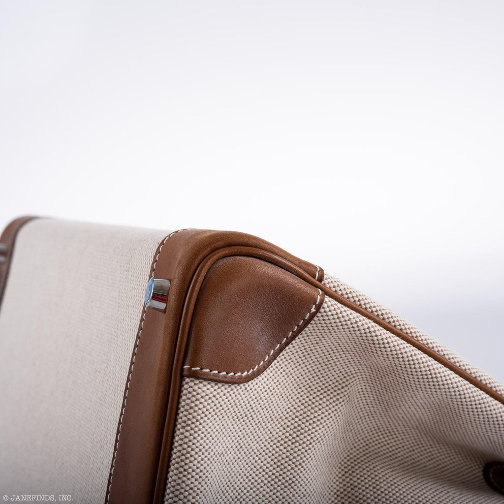 Hermes Birkin 35 Toile & Barenia with Palladium Hardware - 2009, M Square - Exclusu