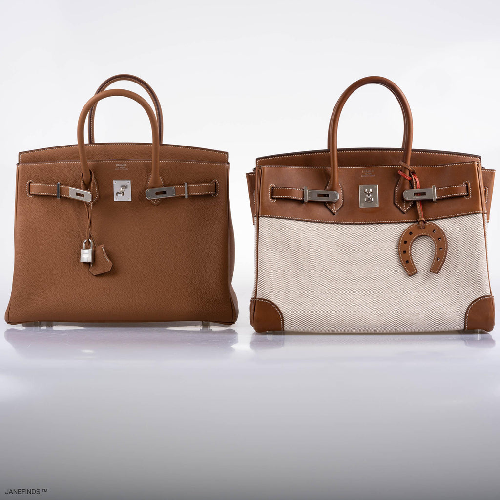Hermes Birkin 35 Toile & Barenia with Palladium Hardware - 2009, M Square - Exclusu