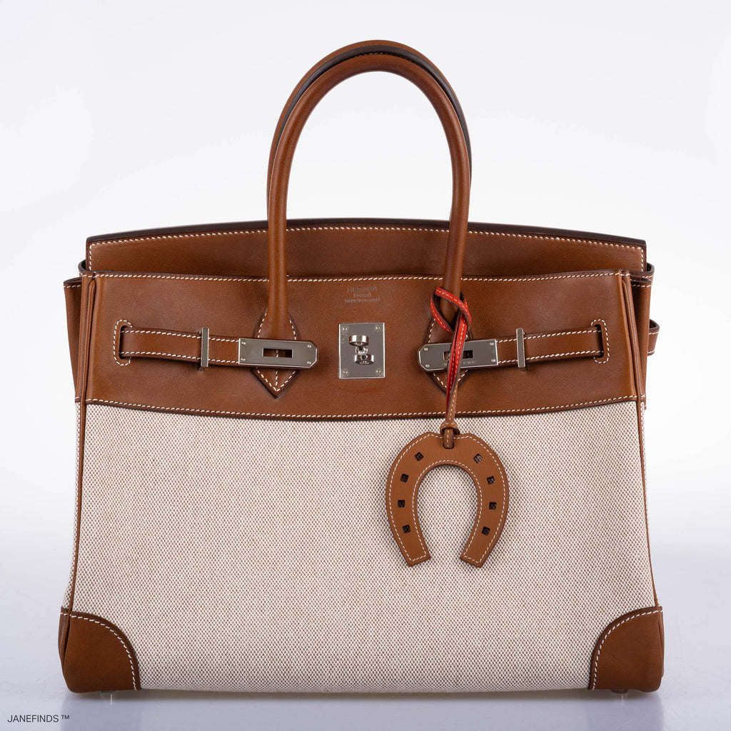 Hermes Birkin 35 Toile & Barenia with Palladium Hardware - 2009, M Square - Exclusu