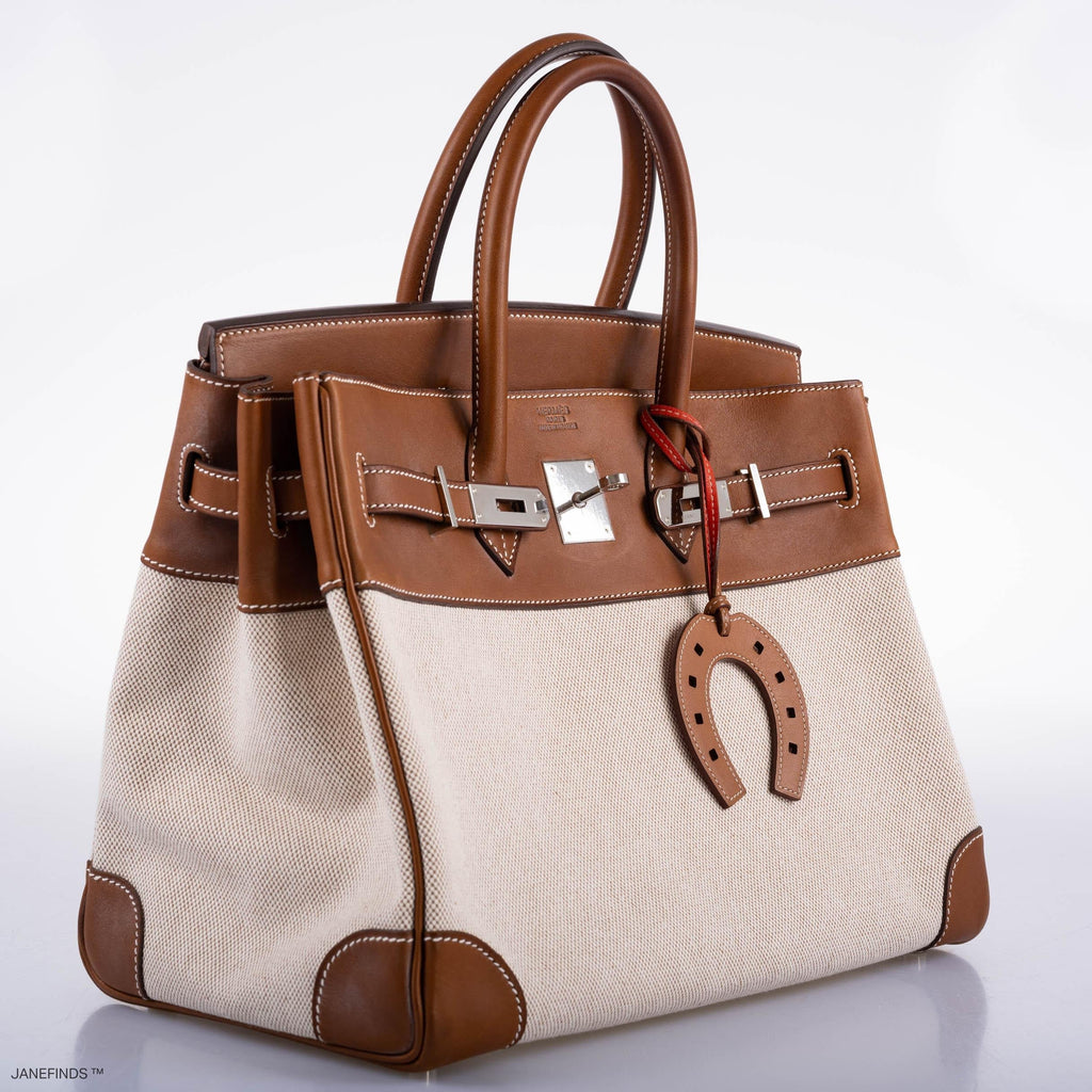 Hermes Birkin 35 Toile & Barenia with Palladium Hardware - 2009, M Square - Exclusu
