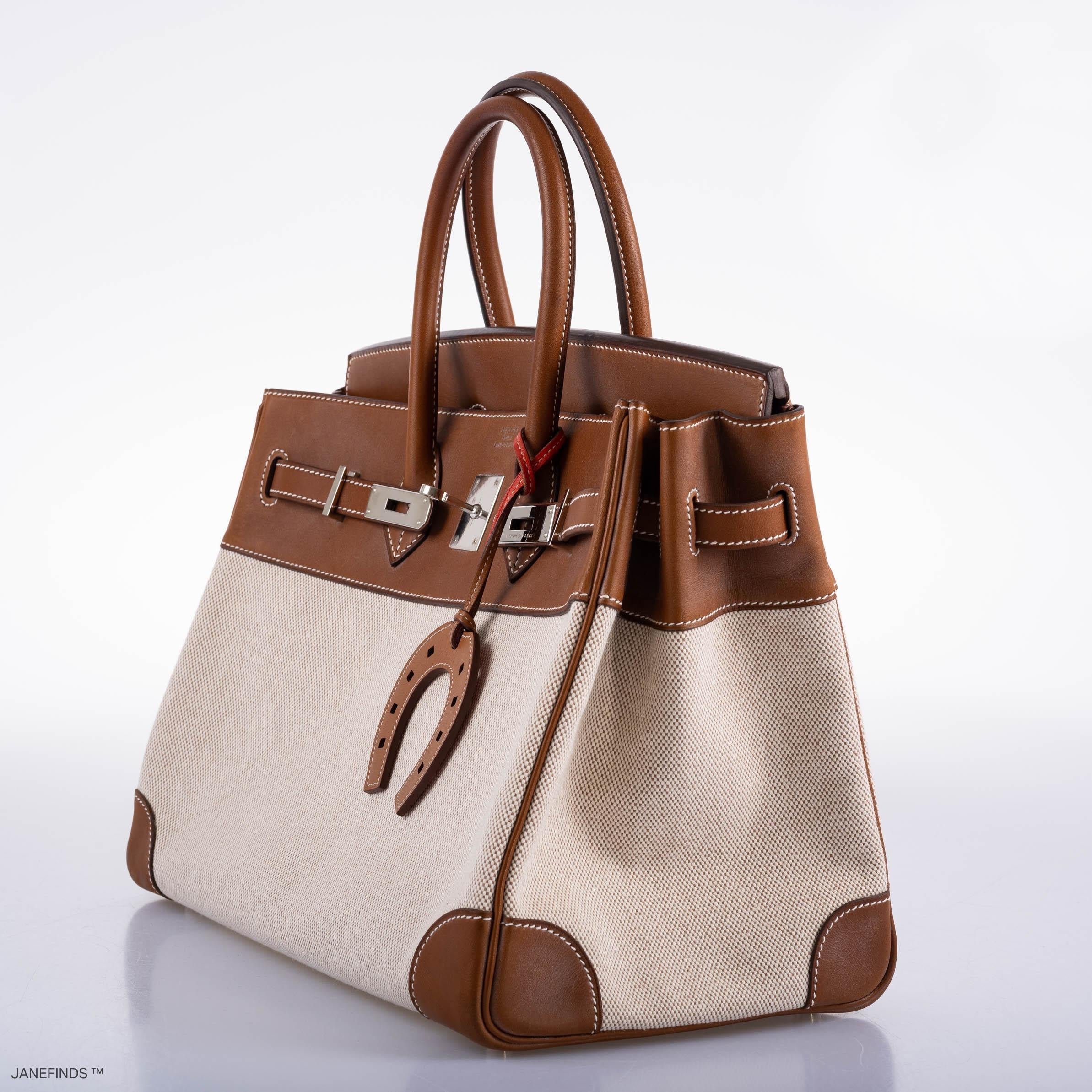 Hermes Birkin 35 Toile & Barenia with Palladium Hardware - 2009, M Square - Exclusu