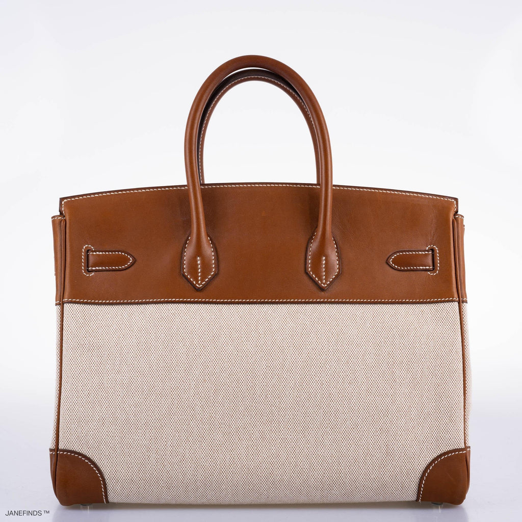 Hermes Birkin 35 Toile & Barenia with Palladium Hardware - 2009, M Square - Exclusu