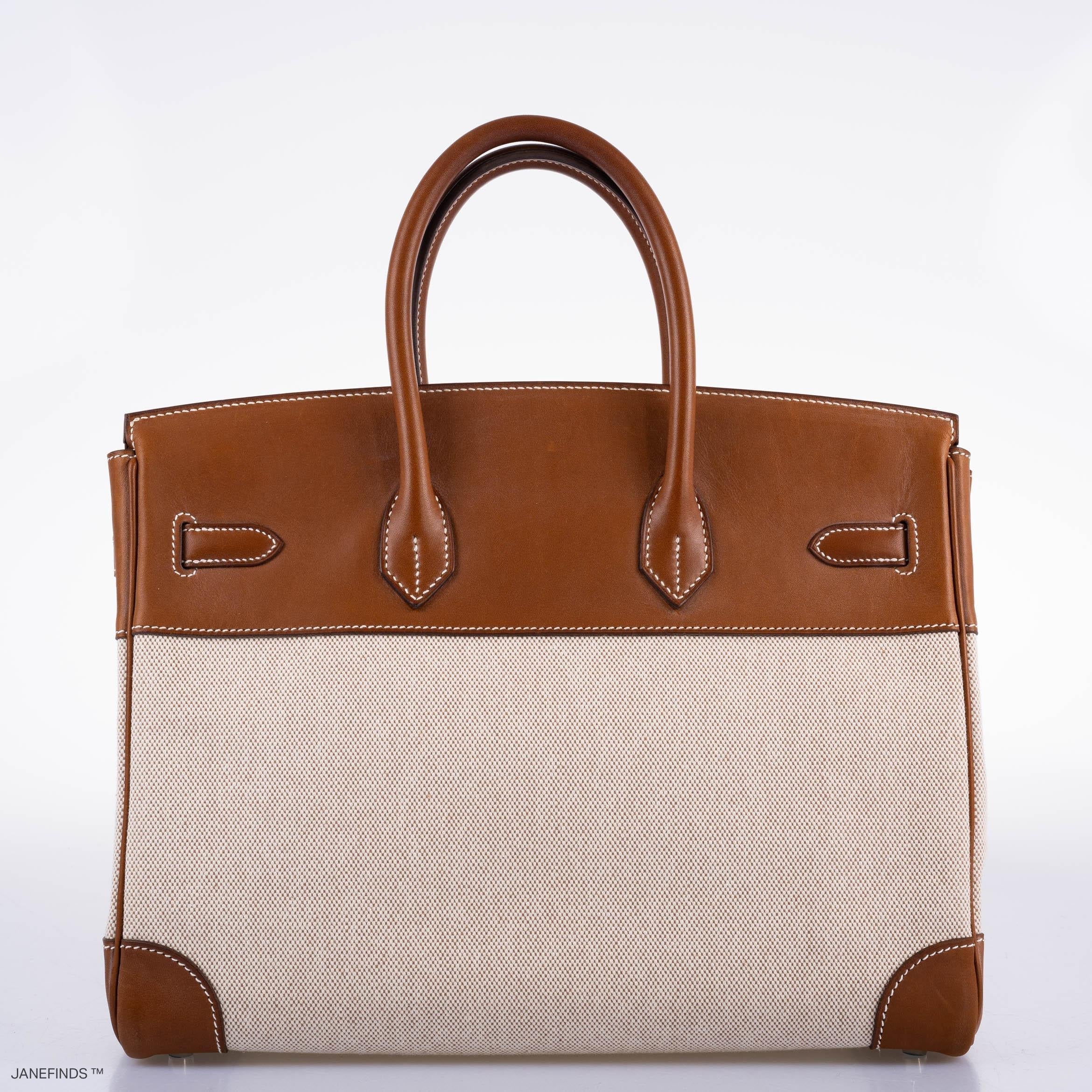 Hermes Birkin 35 Toile & Barenia with Palladium Hardware - 2009, M Square - Exclusu