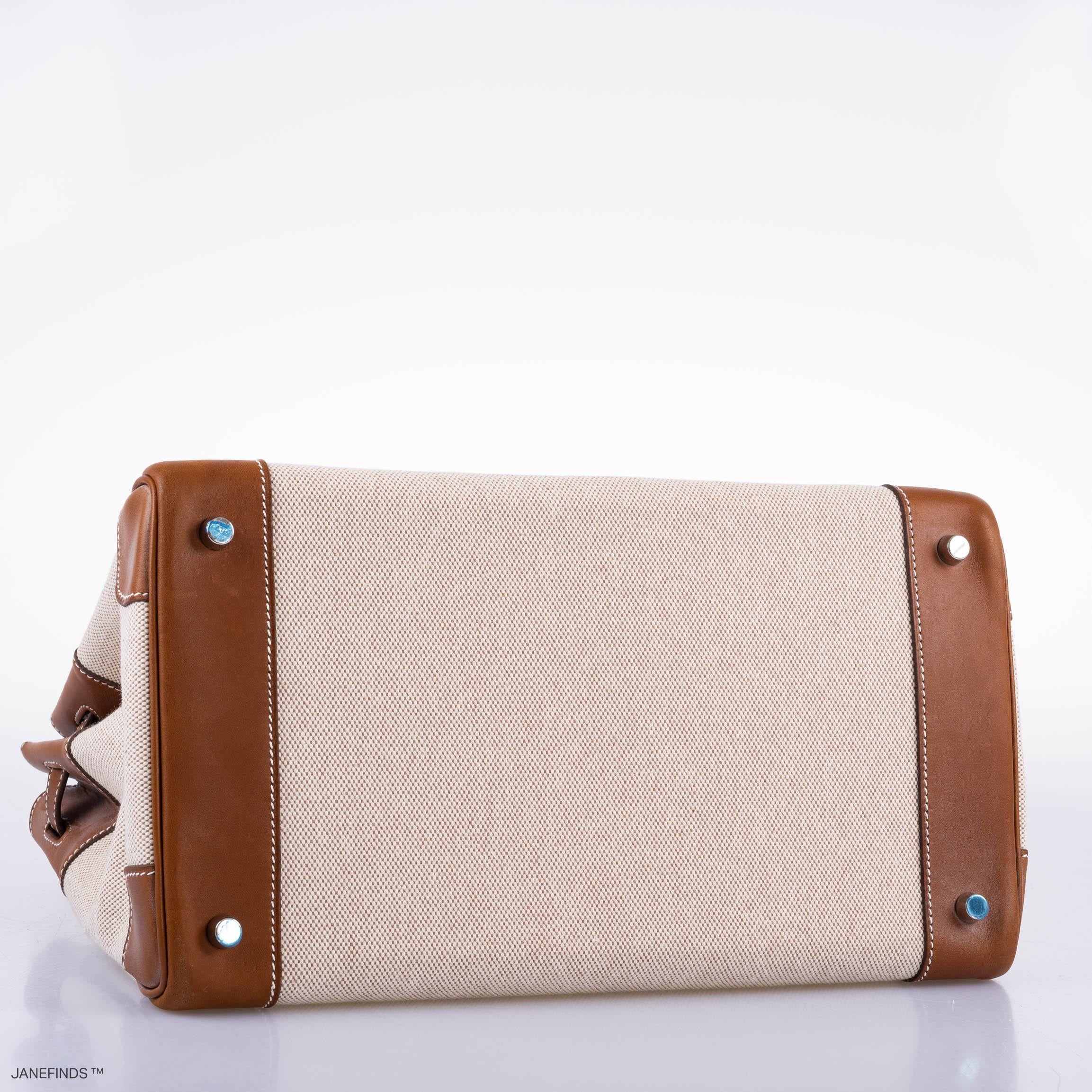 Hermes Birkin 35 Toile & Barenia with Palladium Hardware - 2009, M Square - Exclusu