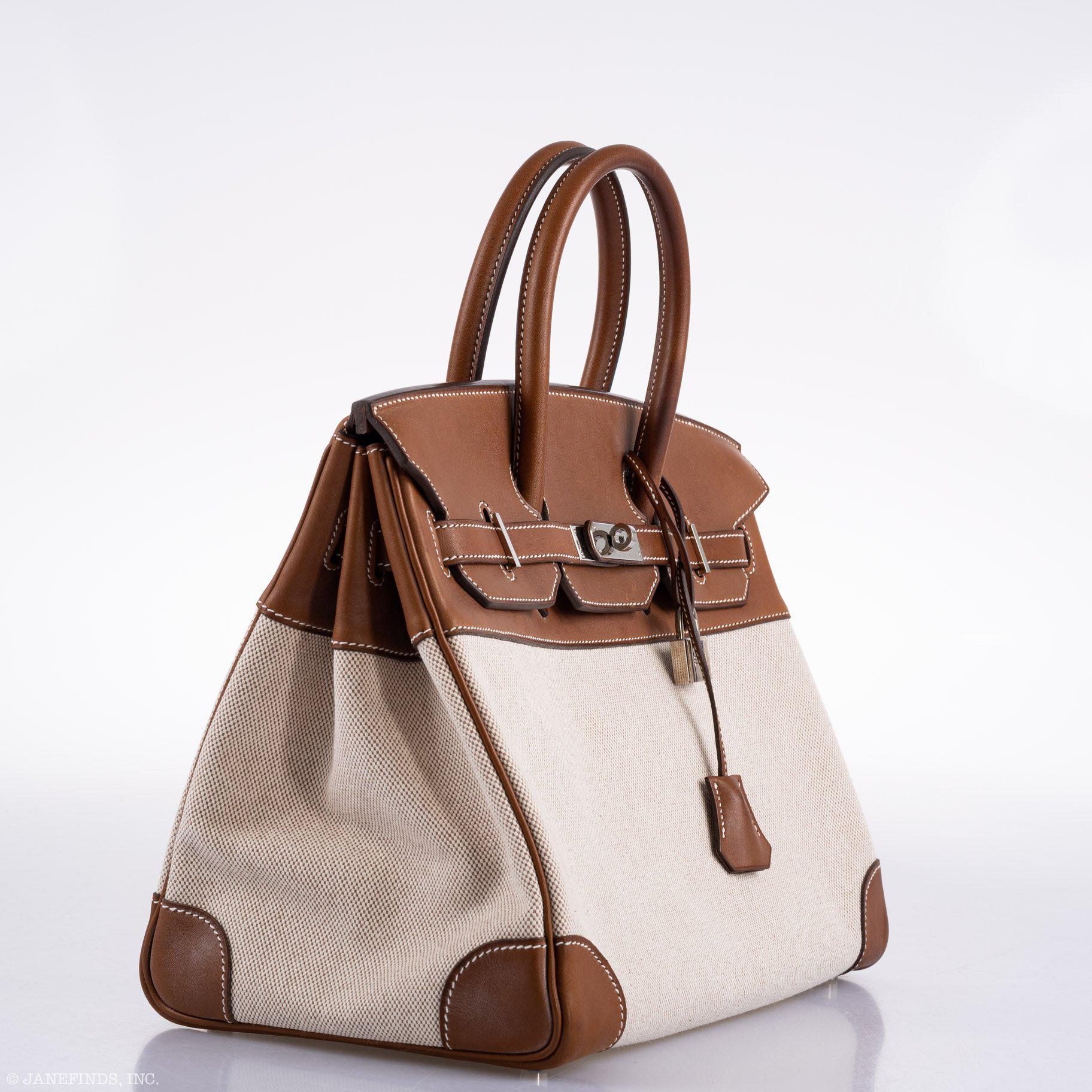 Hermes Birkin 35 Toile & Barenia with Palladium Hardware - 2009, M Square - Exclusu