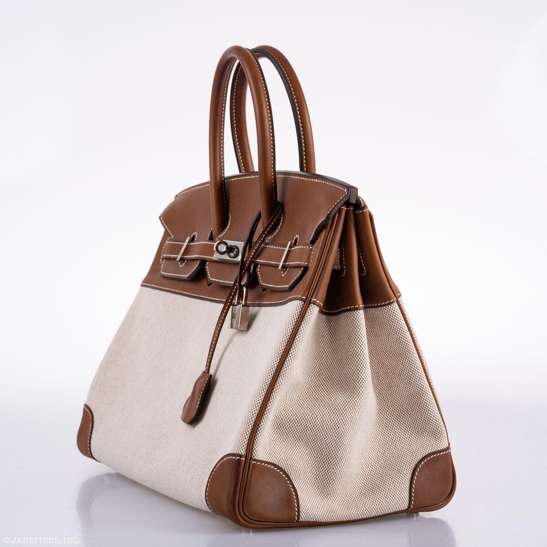 Hermes Birkin 35 Toile & Barenia with Palladium Hardware - 2009, M Square - Exclusu