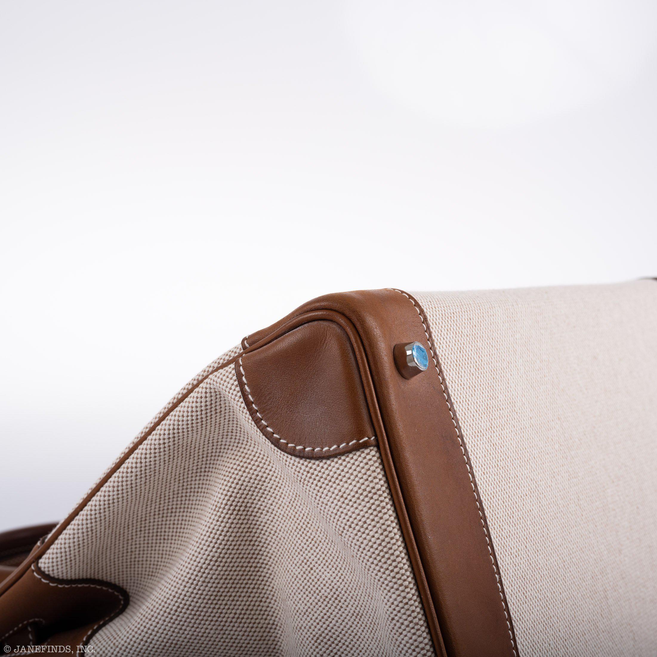 Hermes Birkin 35 Toile & Barenia with Palladium Hardware - 2009, M Square - Exclusu