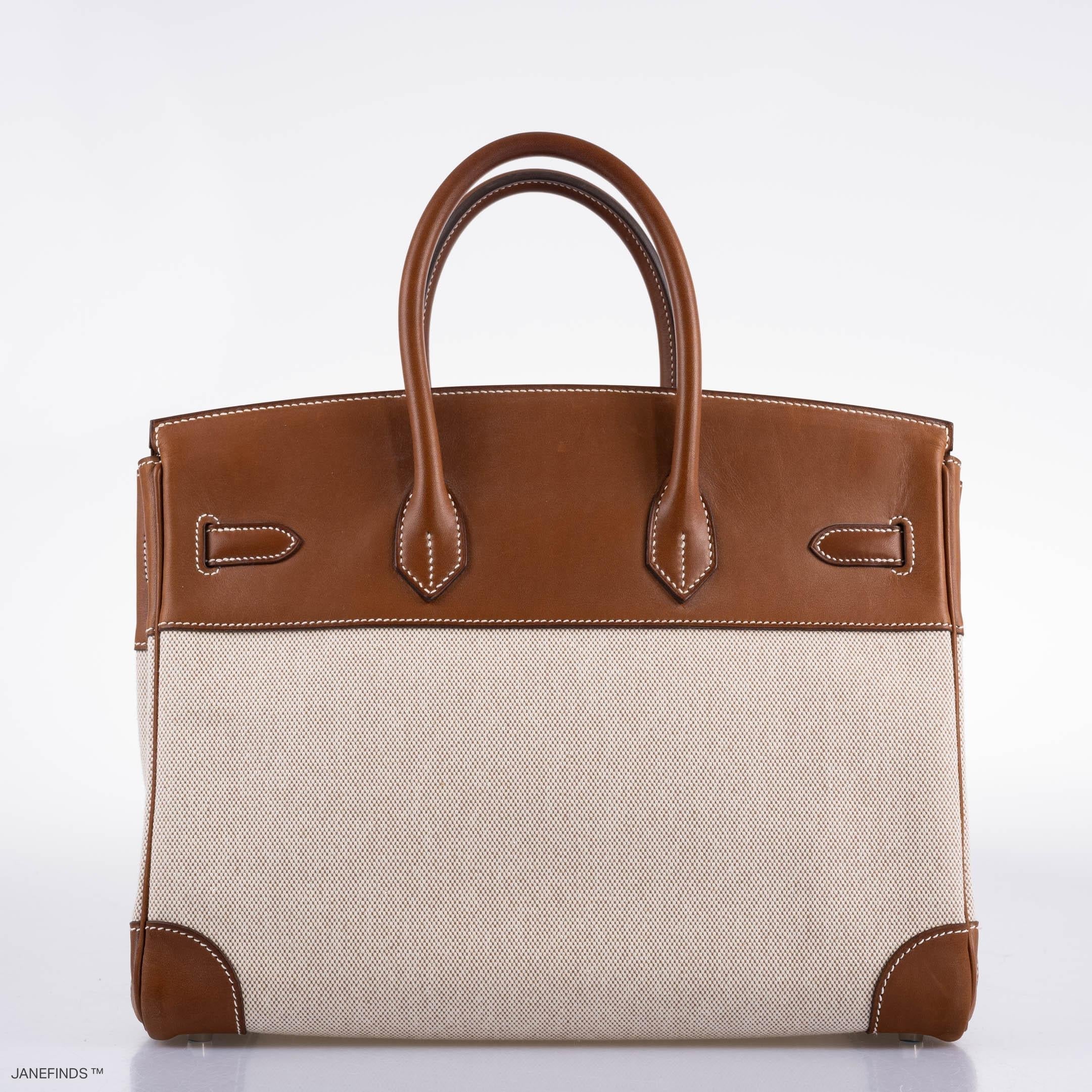 Hermes Birkin 35 Toile & Barenia with Palladium Hardware - 2009, M Square - Exclusu