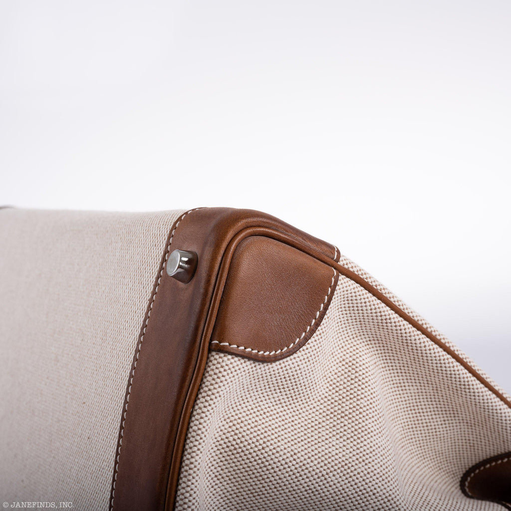 Hermes Birkin 35 Toile & Barenia with Palladium Hardware - 2009, M Square - Exclusu