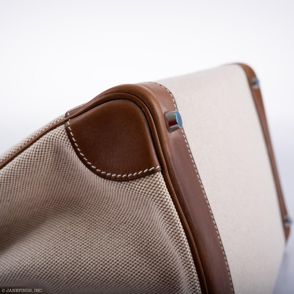 Hermes Birkin 35 Toile & Barenia with Palladium Hardware - 2009, M Square - Exclusu
