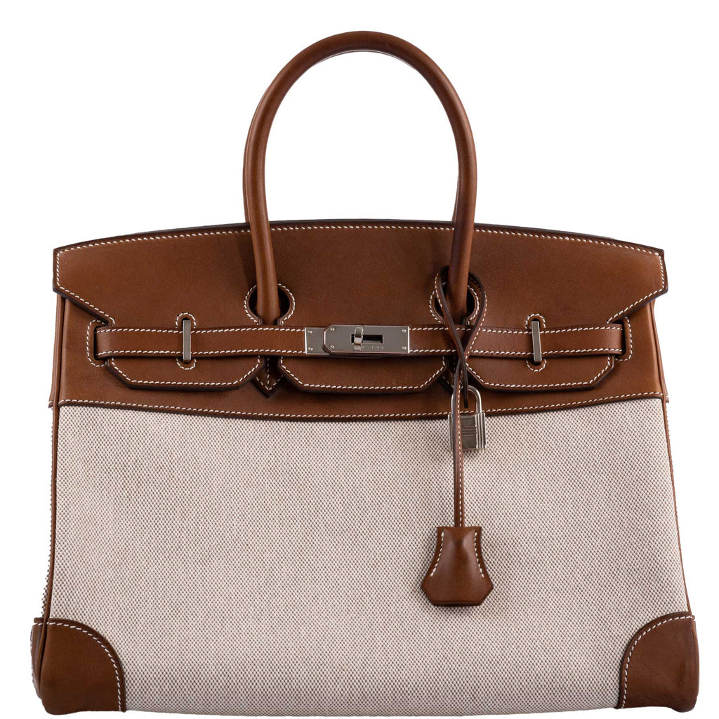 Hermes Birkin 35 Toile & Barenia with Palladium Hardware - 2009, M Square - Exclusu