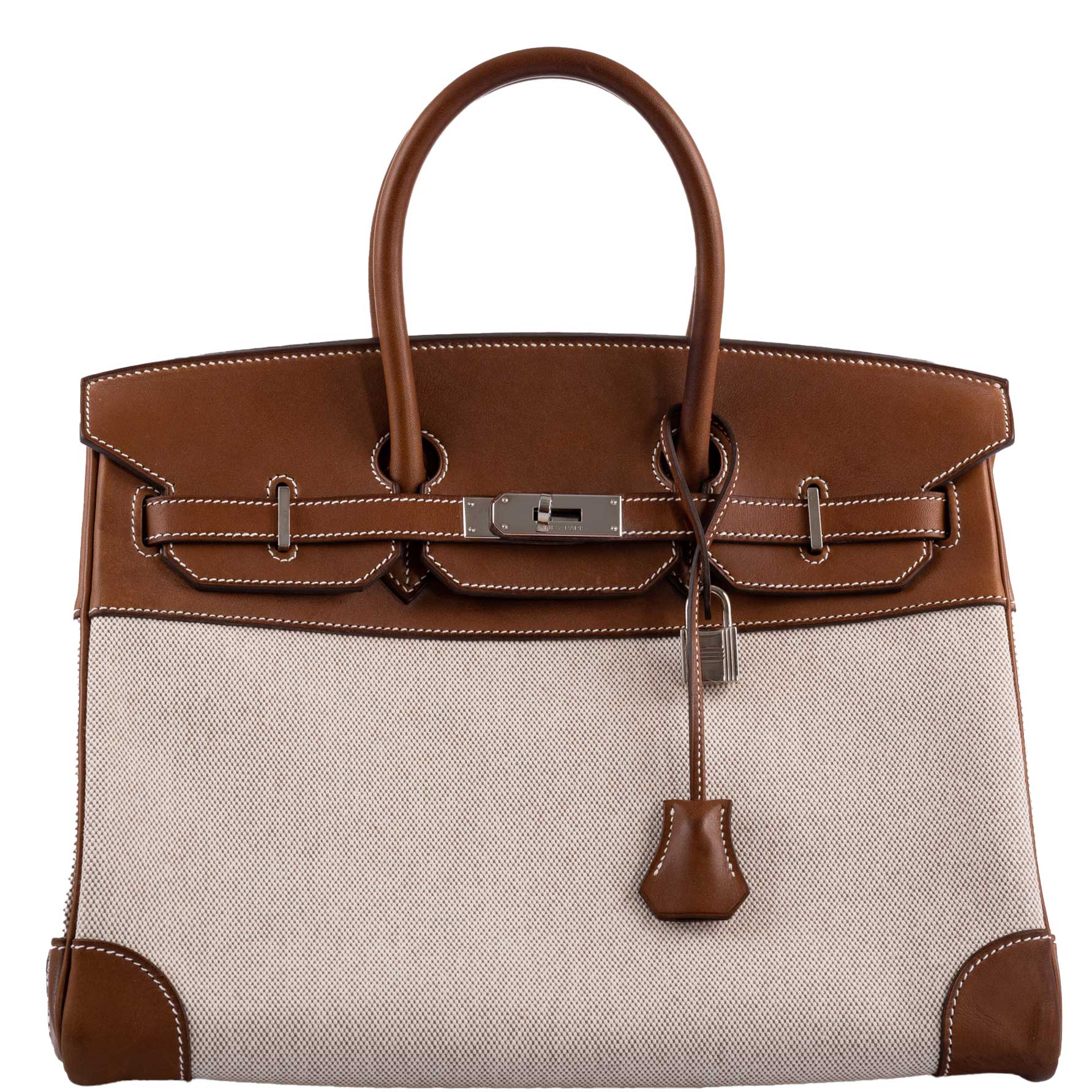 Hermes Birkin 35 Toile & Barenia with Palladium Hardware - 2009, M Square - Exclusu