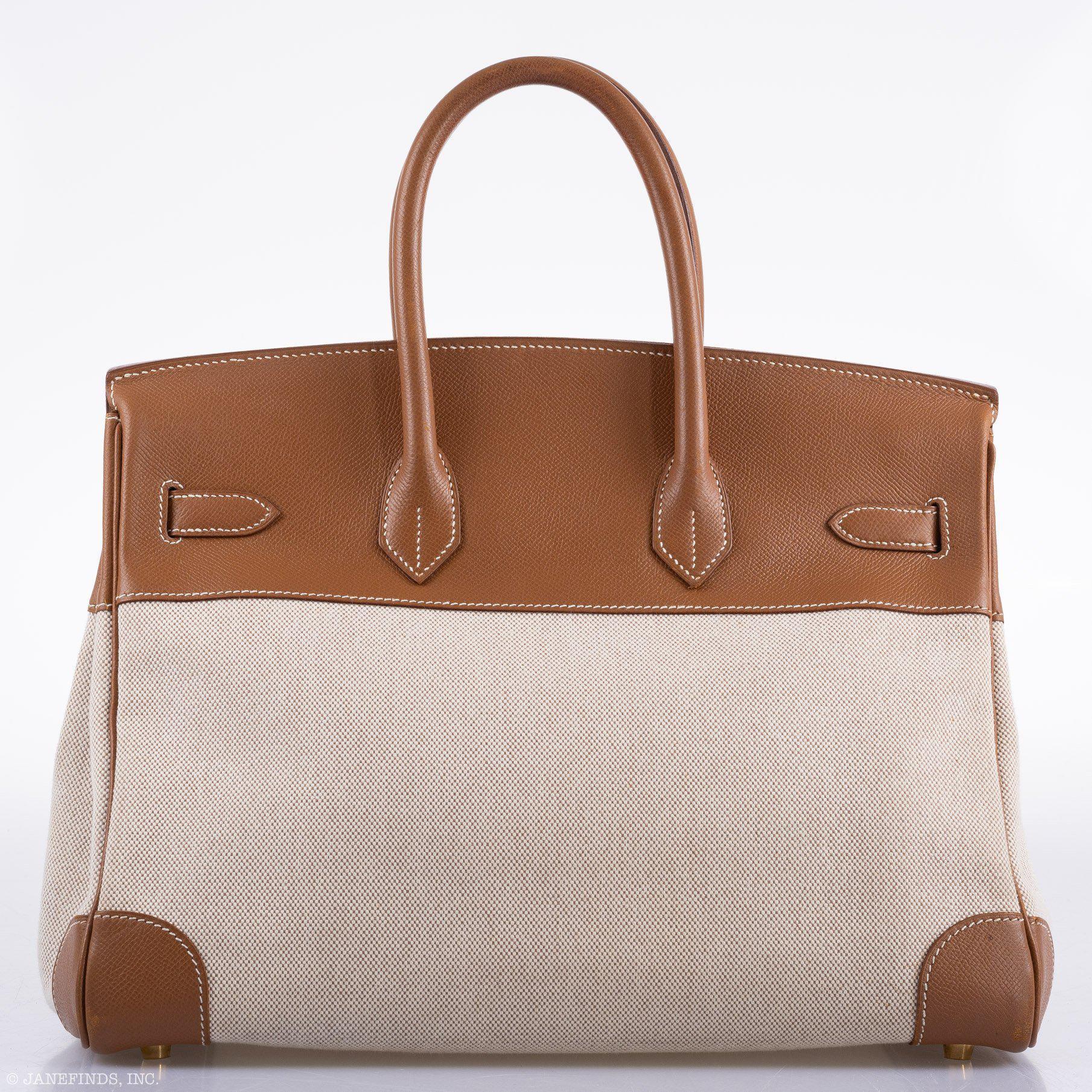 Hermes Birkin 35 Toile & Gold Epsom Gold Hardware - Exclusu