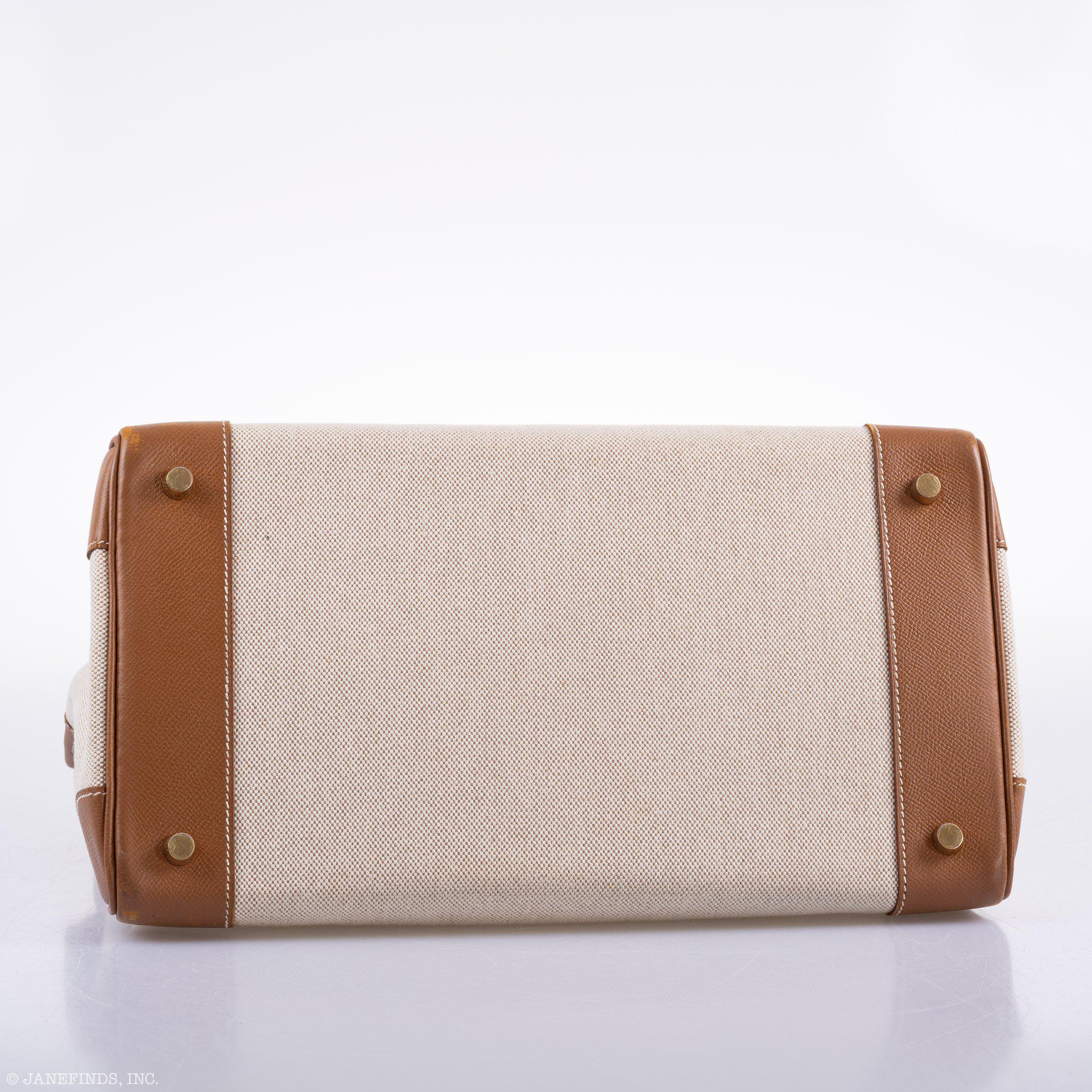 Hermes Birkin 35 Toile & Gold Epsom Gold Hardware - Exclusu