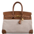 Hermes Birkin 35 Toile & Gold Epsom Gold Hardware - Exclusu