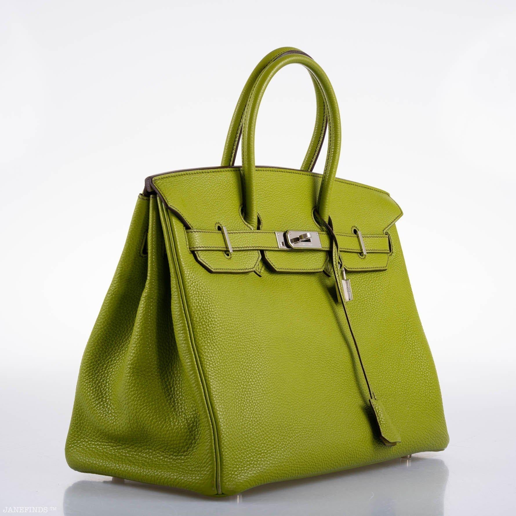 Hermes Birkin 35 Vert Anis Togo with Palladium Hardware - 2006, J Square - Exclusu