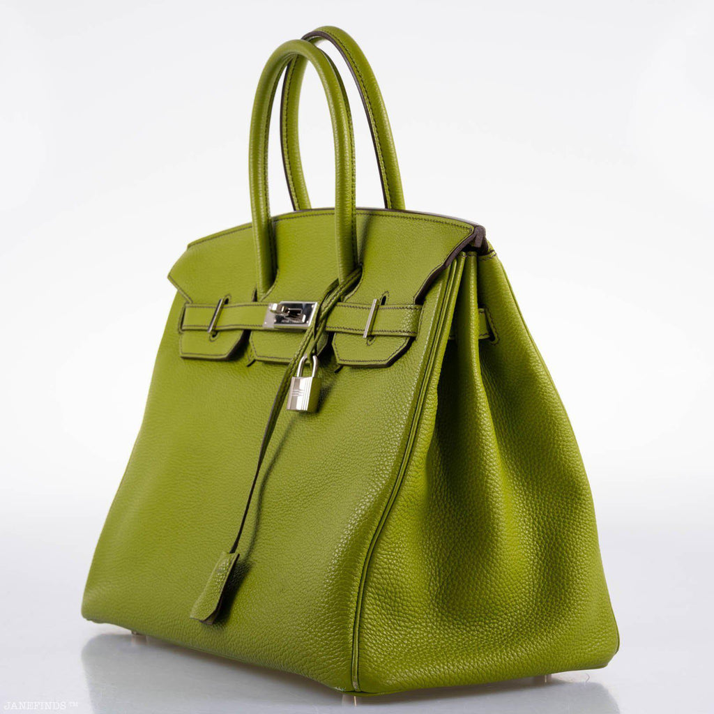 Hermes Birkin 35 Vert Anis Togo with Palladium Hardware - 2006, J Square - Exclusu