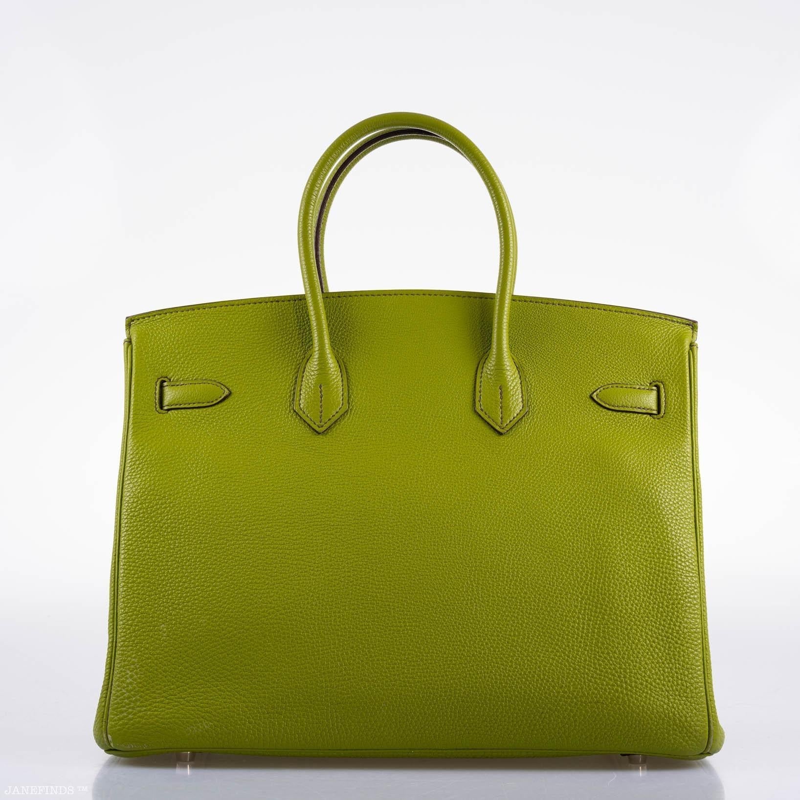 Hermes Birkin 35 Vert Anis Togo with Palladium Hardware - 2006, J Square - Exclusu