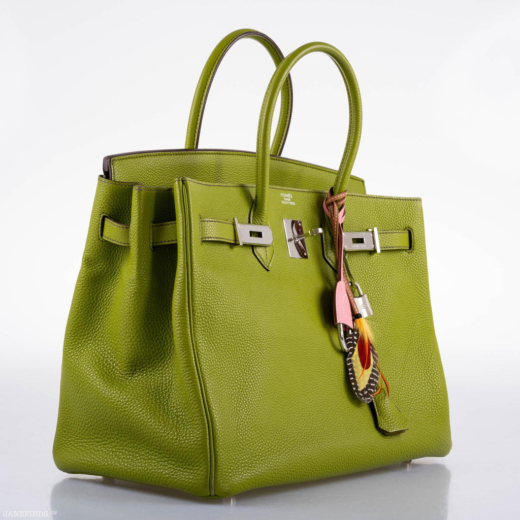 Hermes Birkin 35 Vert Anis Togo with Palladium Hardware - 2006, J Square - Exclusu