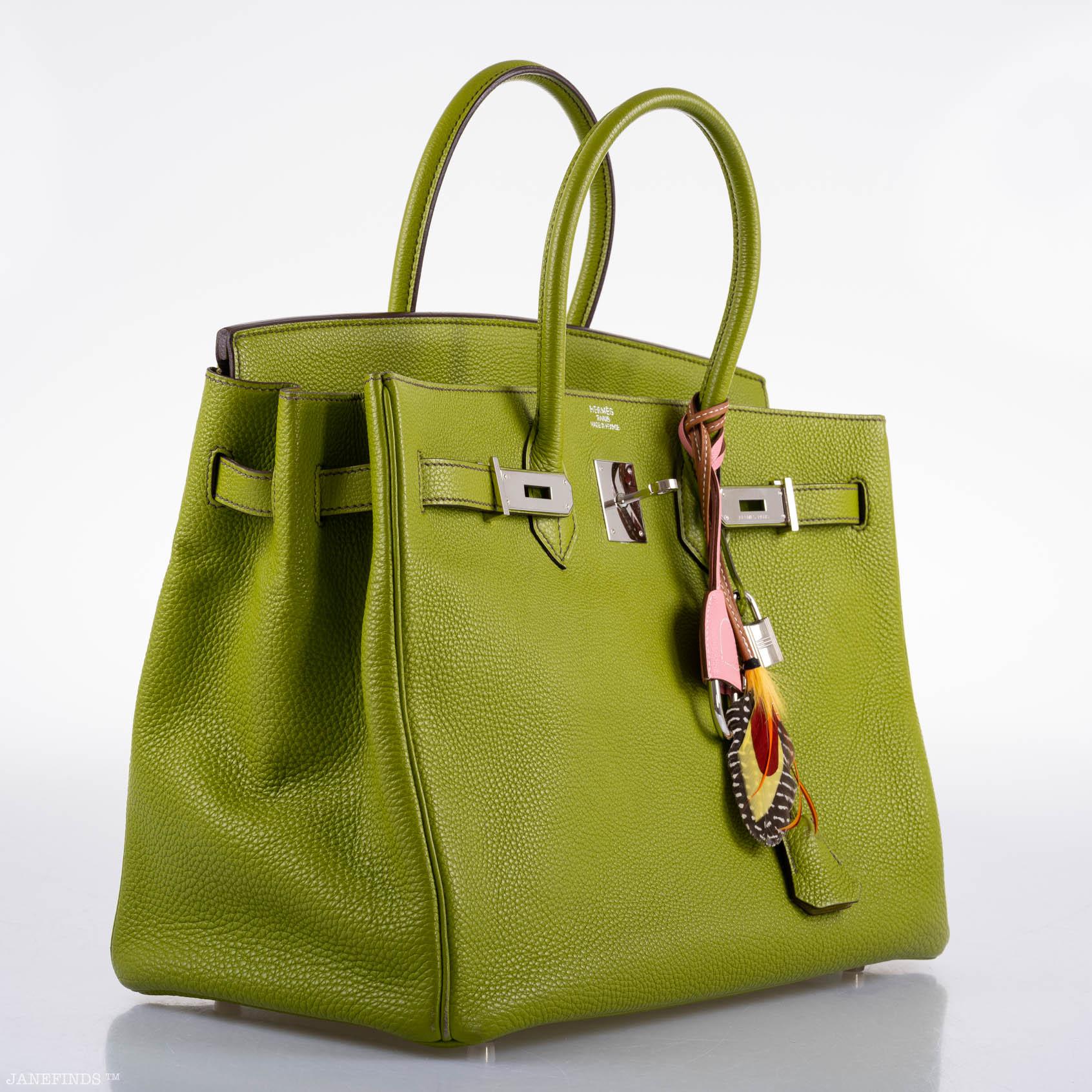 Hermes Birkin 35 Vert Anis Togo with Palladium Hardware - 2006, J Square - Exclusu