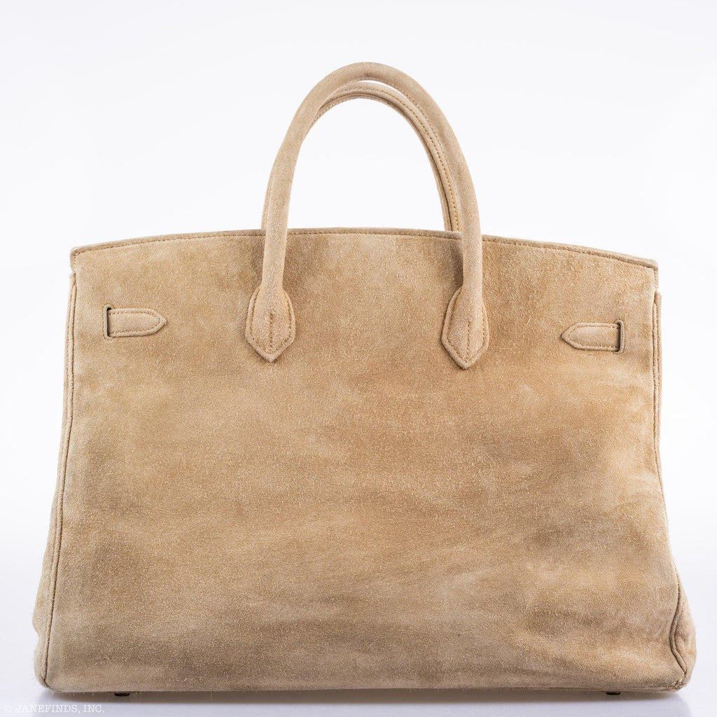 Hermes Birkin 40 Beige Veau Doblis Suede with Gold Hardware - 1986, P Circle - Exclusu