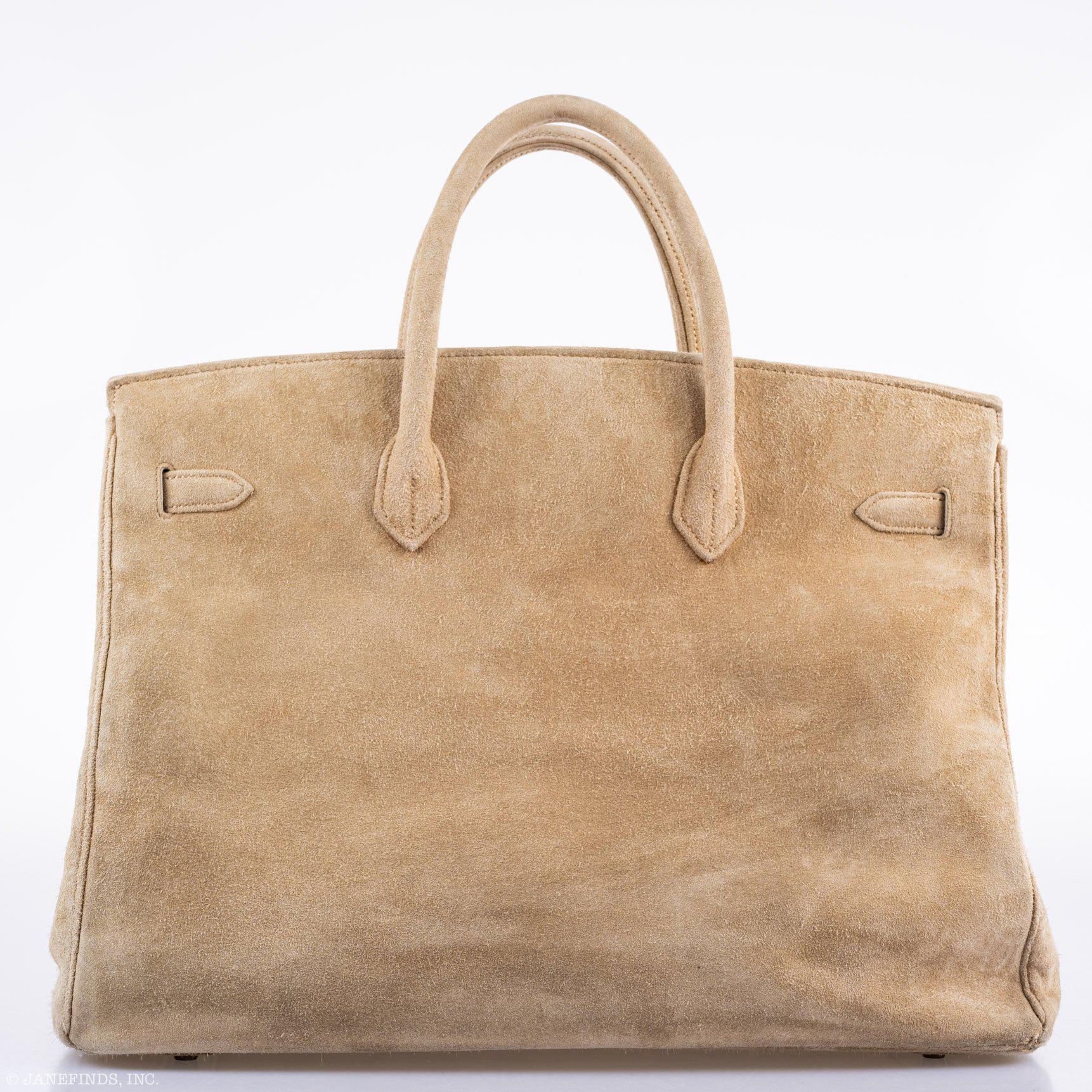 Hermes Birkin 40 Beige Veau Doblis Suede with Gold Hardware - 1986, P Circle - Exclusu