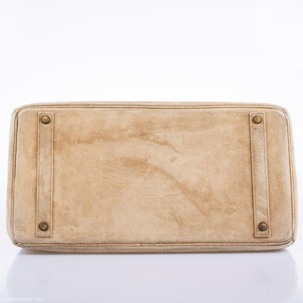 Hermes Birkin 40 Beige Veau Doblis Suede with Gold Hardware - 1986, P Circle - Exclusu