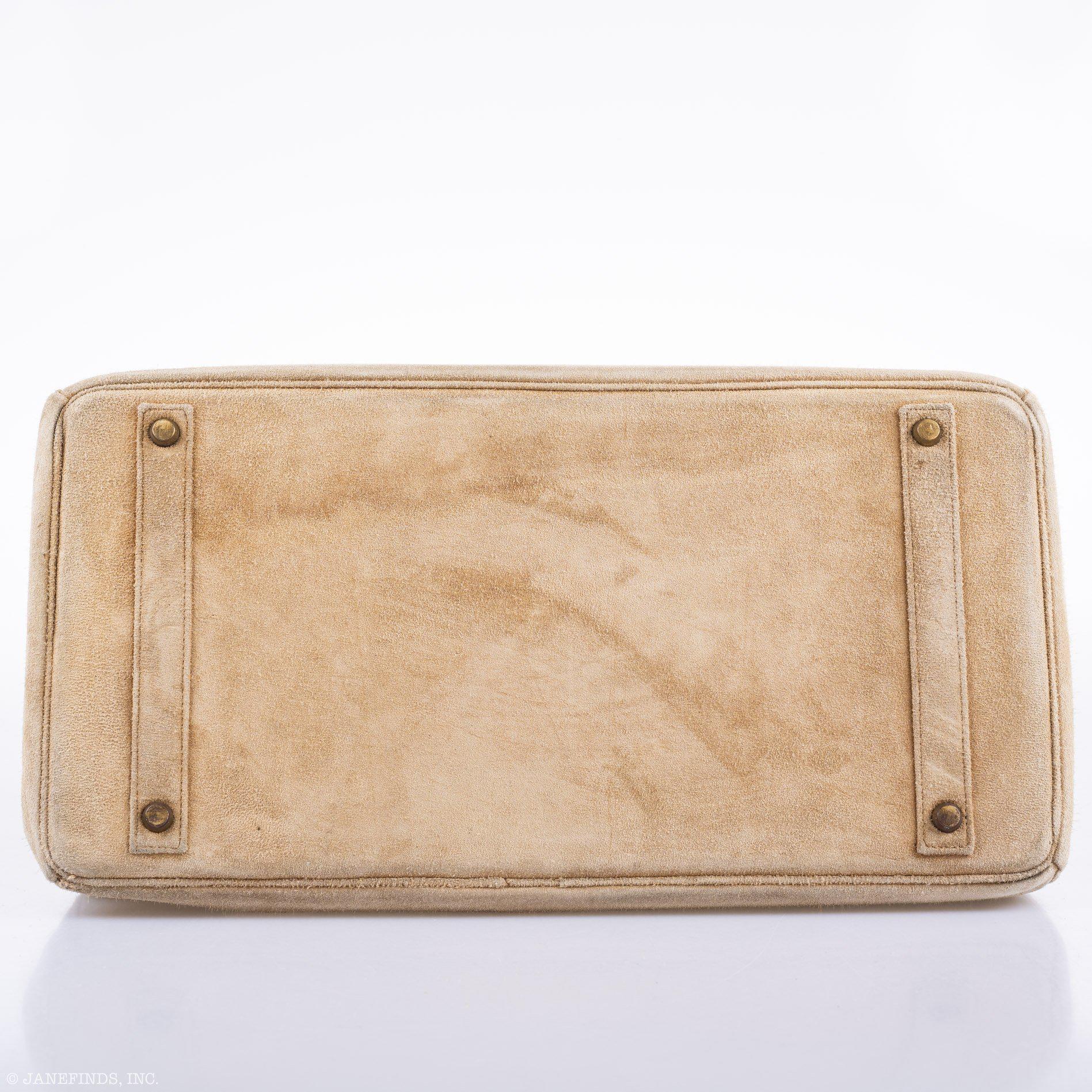 Hermes Birkin 40 Beige Veau Doblis Suede with Gold Hardware - 1986, P Circle - Exclusu