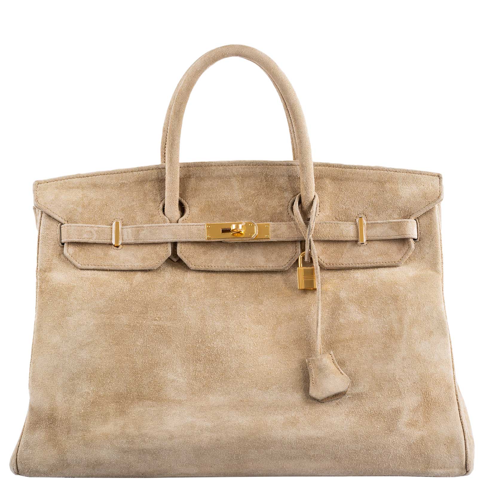 Hermes Birkin 40 Beige Veau Doblis Suede with Gold Hardware - 1986, P Circle - Exclusu