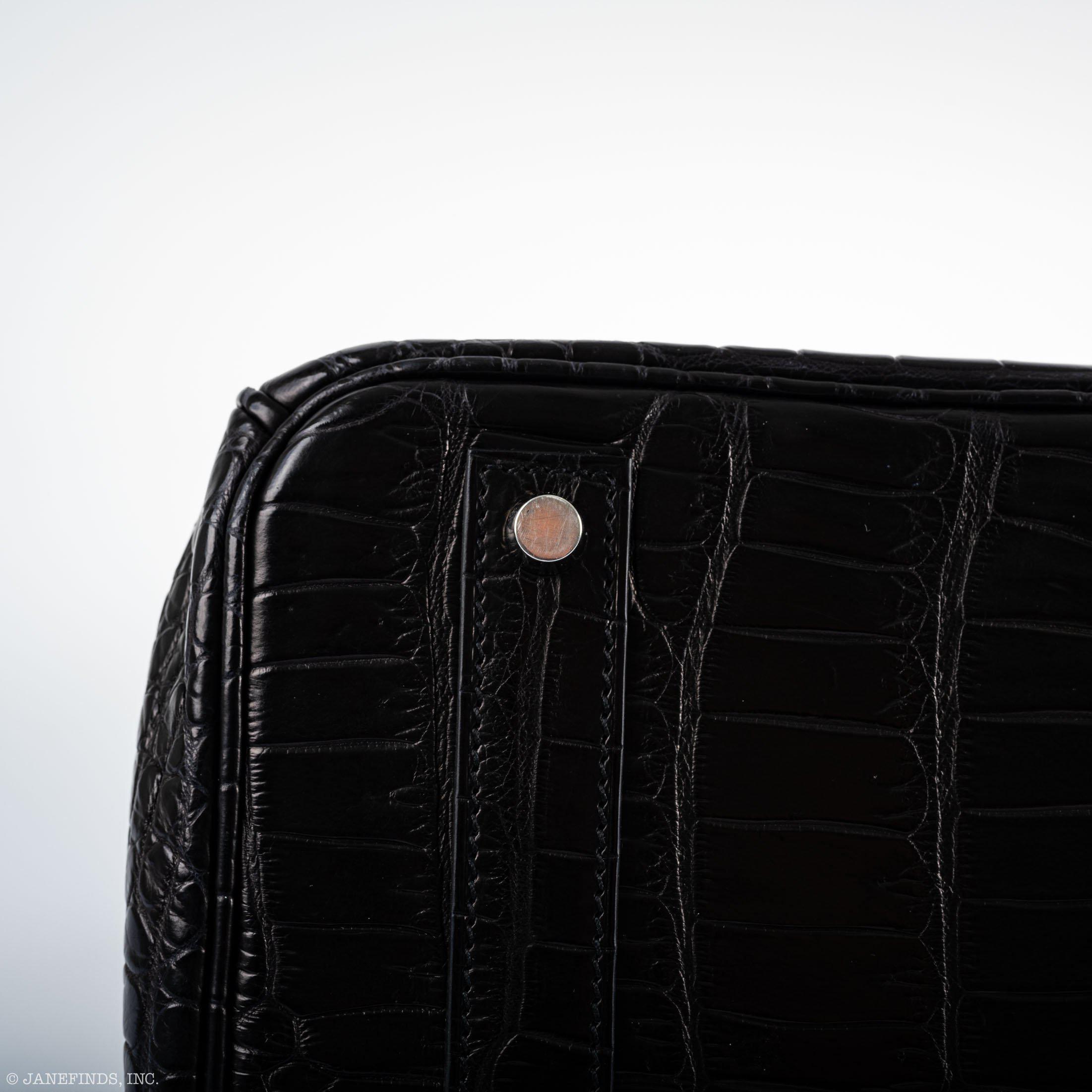 Hermes Birkin 40 Black Matte Porosus Crocodile Palladium Hardware - Exclusu