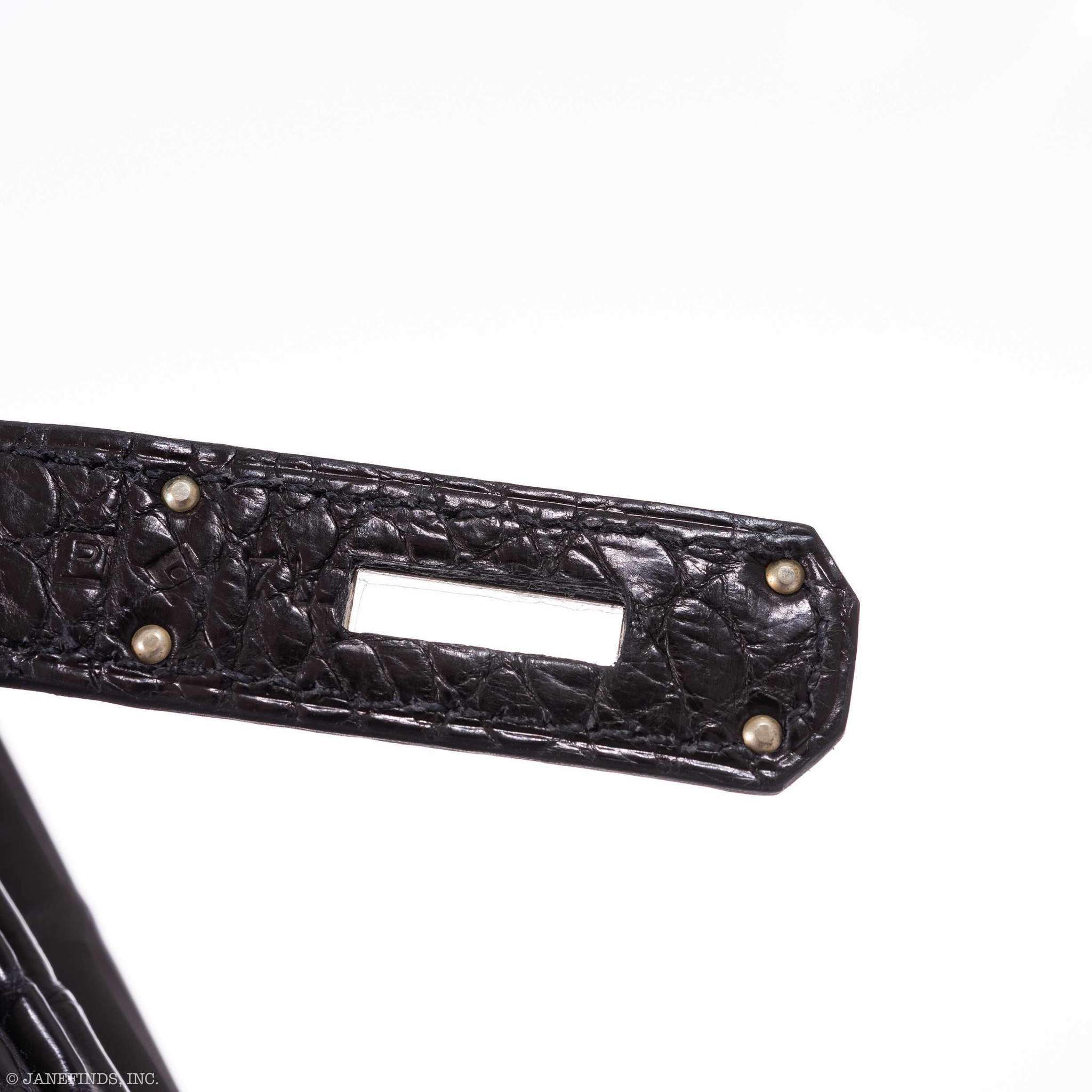 Hermes Birkin 40 Black Matte Porosus Crocodile Palladium Hardware - Exclusu