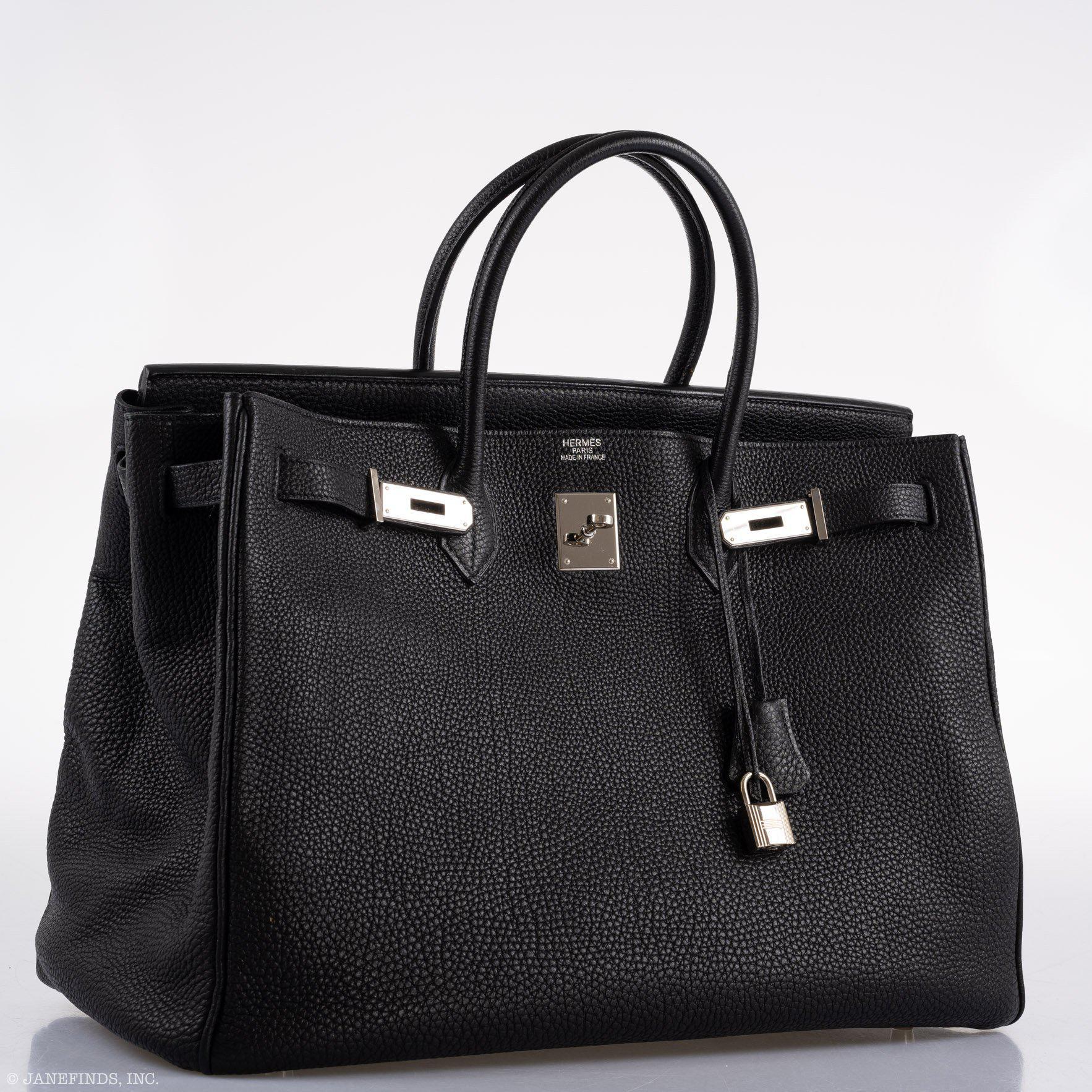 Hermes Birkin 40 Black Togo leather Palladium Hardware - 2008, L Square - Exclusu