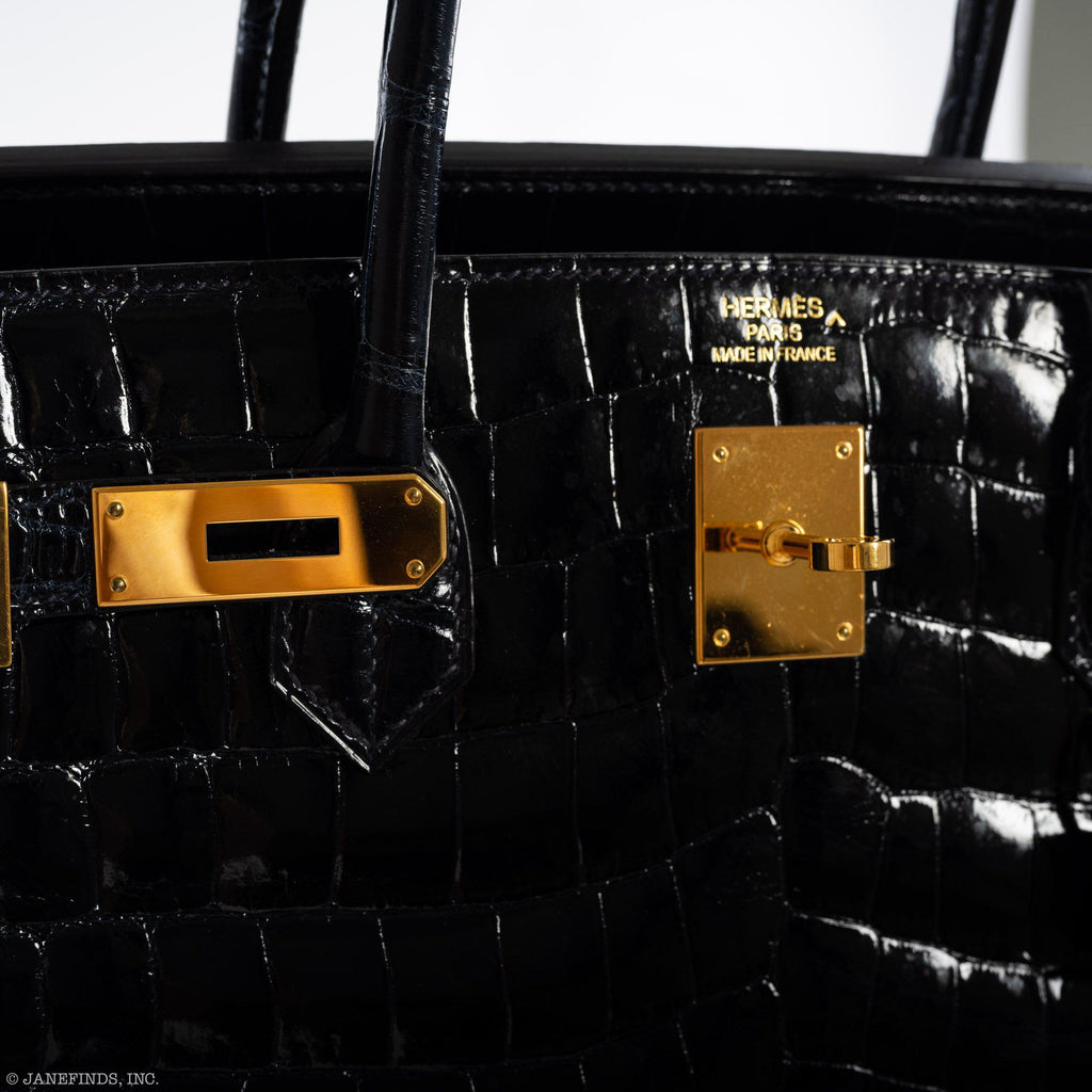 Hermes Birkin 40 Blue Nuit Porosus Crocodile Gold Hardware - 2016, X - Exclusu