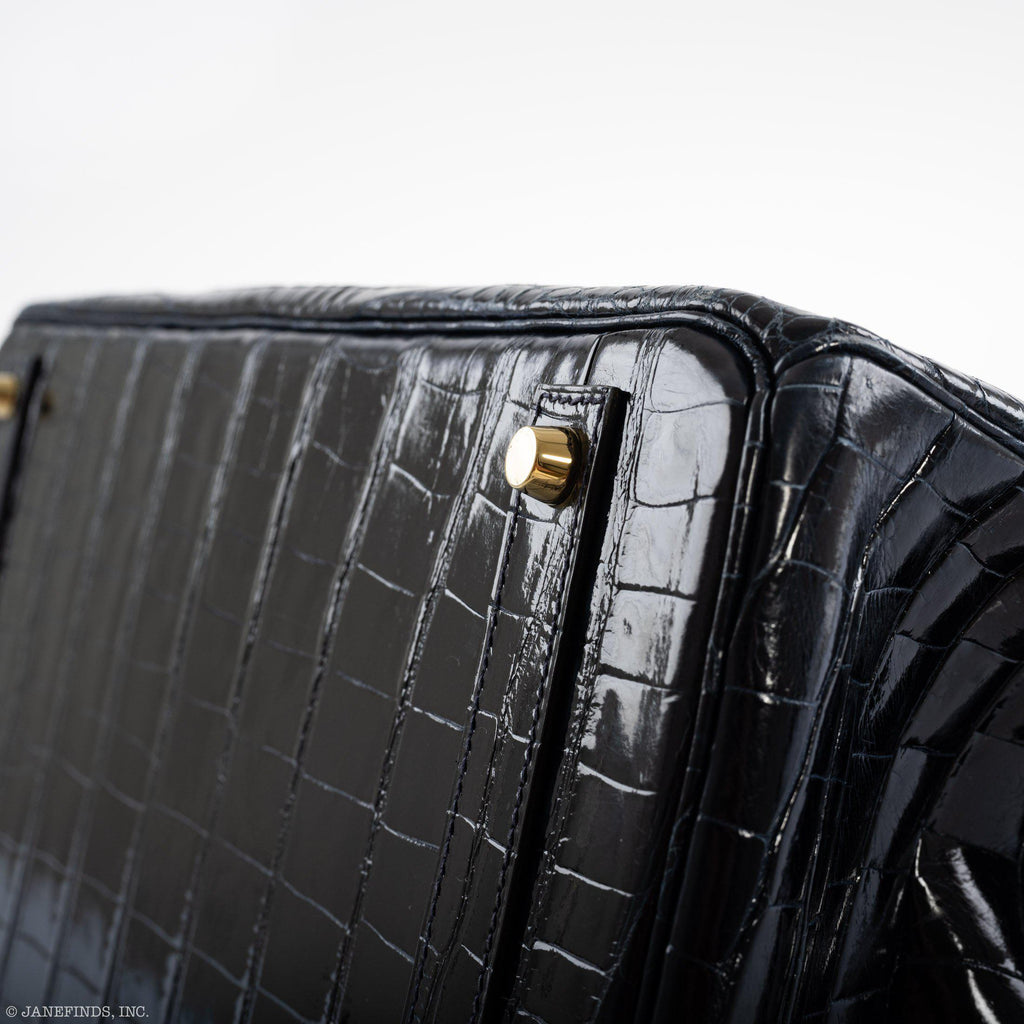 Hermes Birkin 40 Blue Nuit Porosus Crocodile Gold Hardware - 2016, X - Exclusu