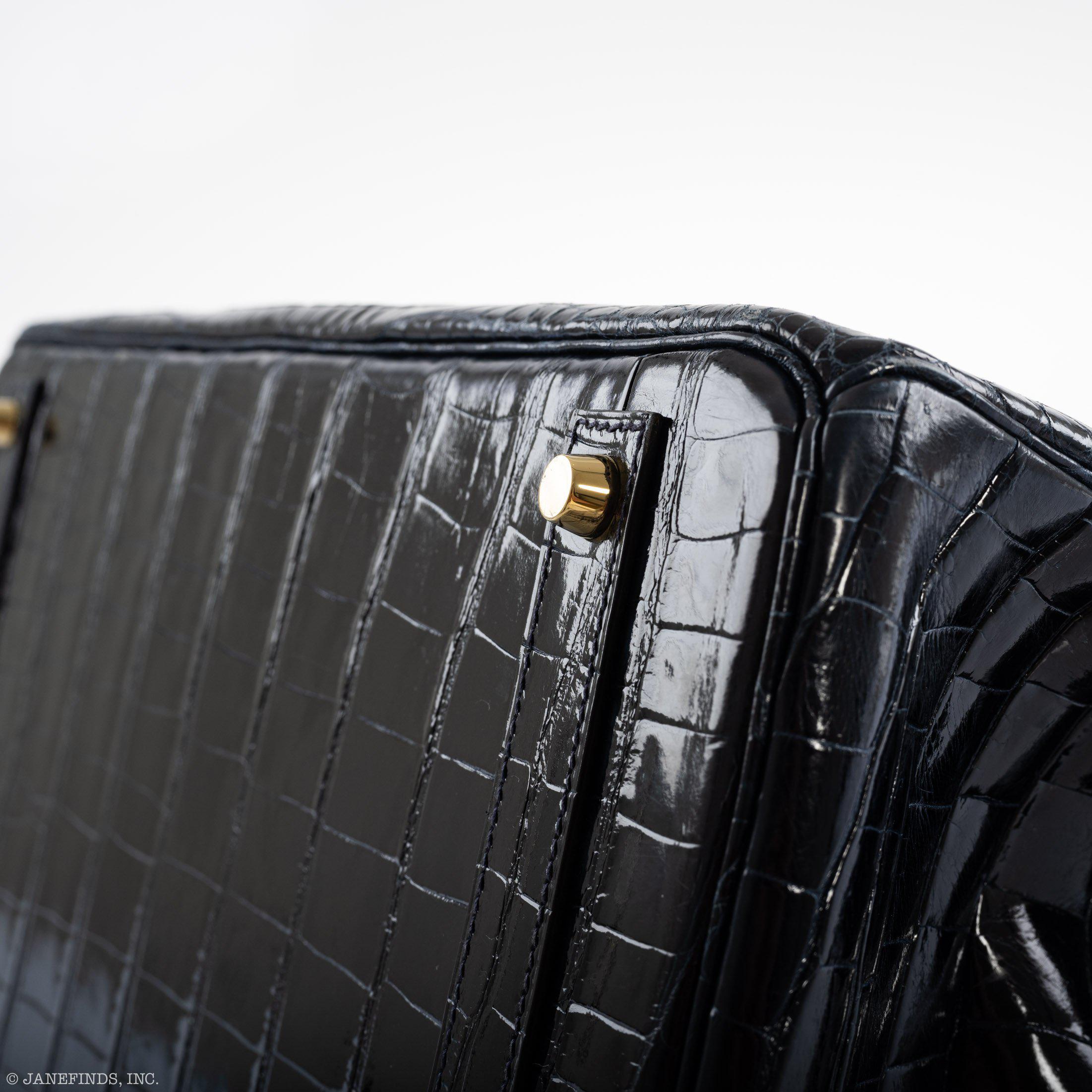 Hermes Birkin 40 Blue Nuit Porosus Crocodile Gold Hardware - 2016, X - Exclusu