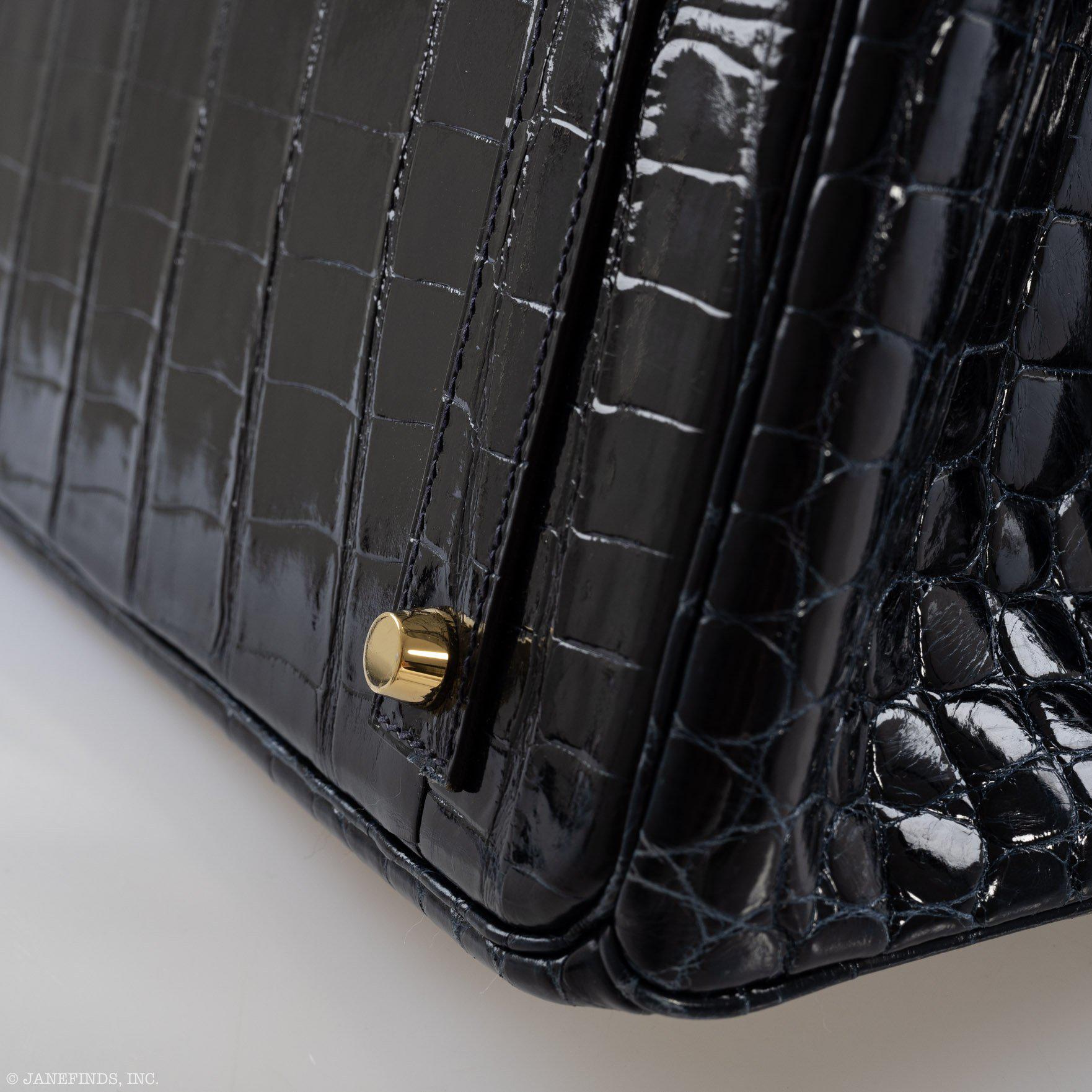 Hermes Birkin 40 Blue Nuit Porosus Crocodile Gold Hardware - 2016, X - Exclusu