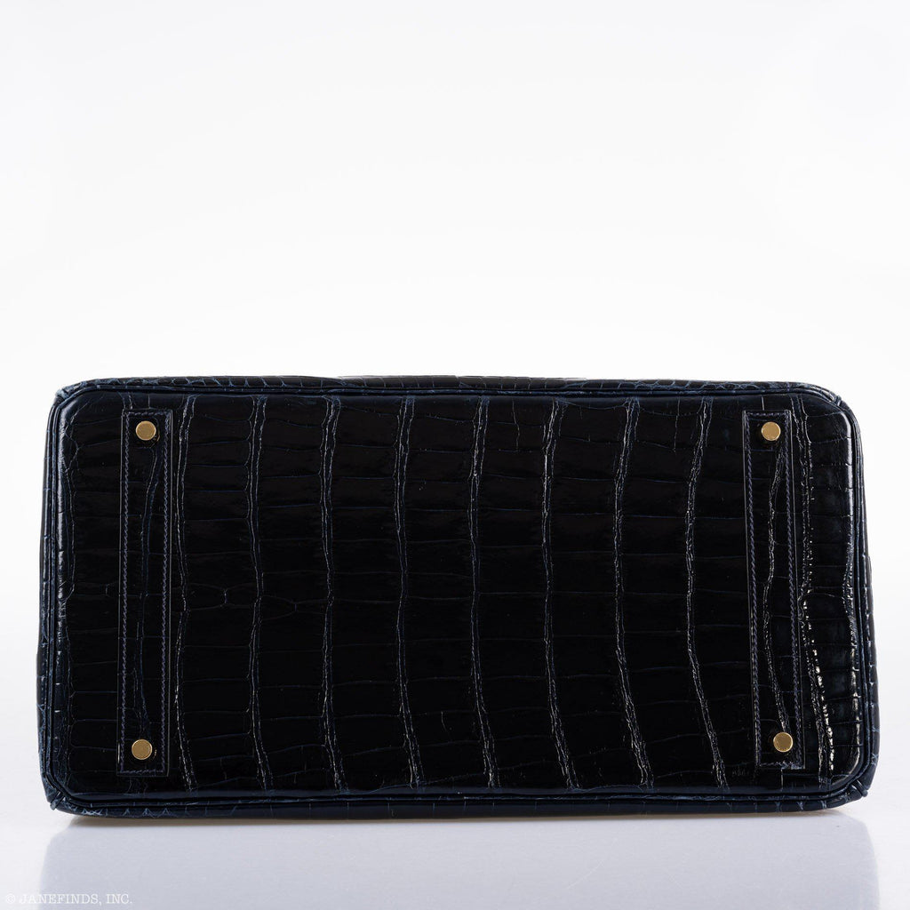 Hermes Birkin 40 Blue Nuit Porosus Crocodile Gold Hardware - 2016, X - Exclusu