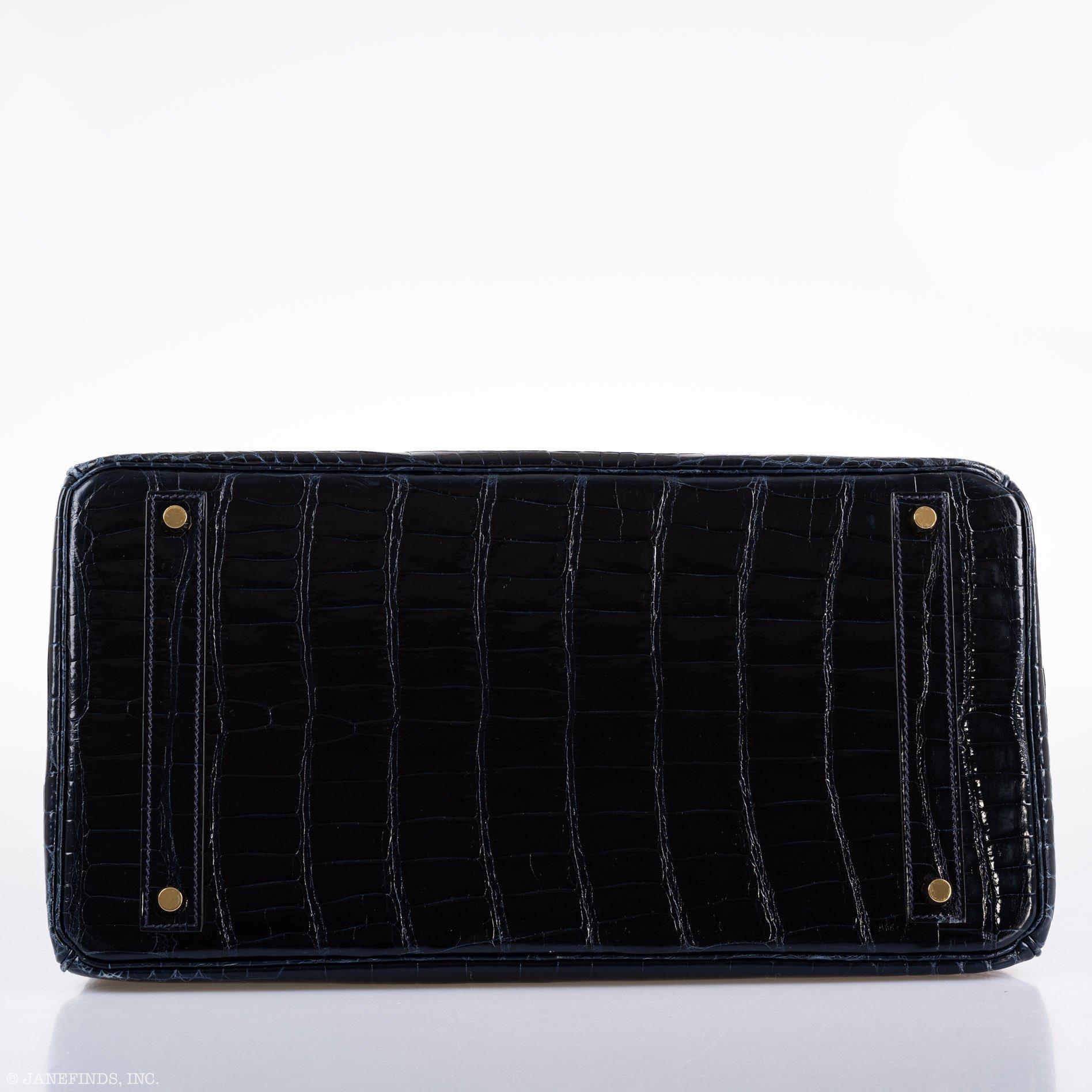 Hermes Birkin 40 Blue Nuit Porosus Crocodile Gold Hardware - 2016, X - Exclusu