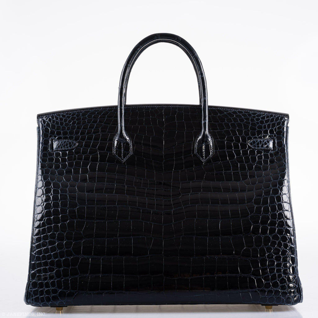 Hermes Birkin 40 Blue Nuit Porosus Crocodile Gold Hardware - 2016, X - Exclusu