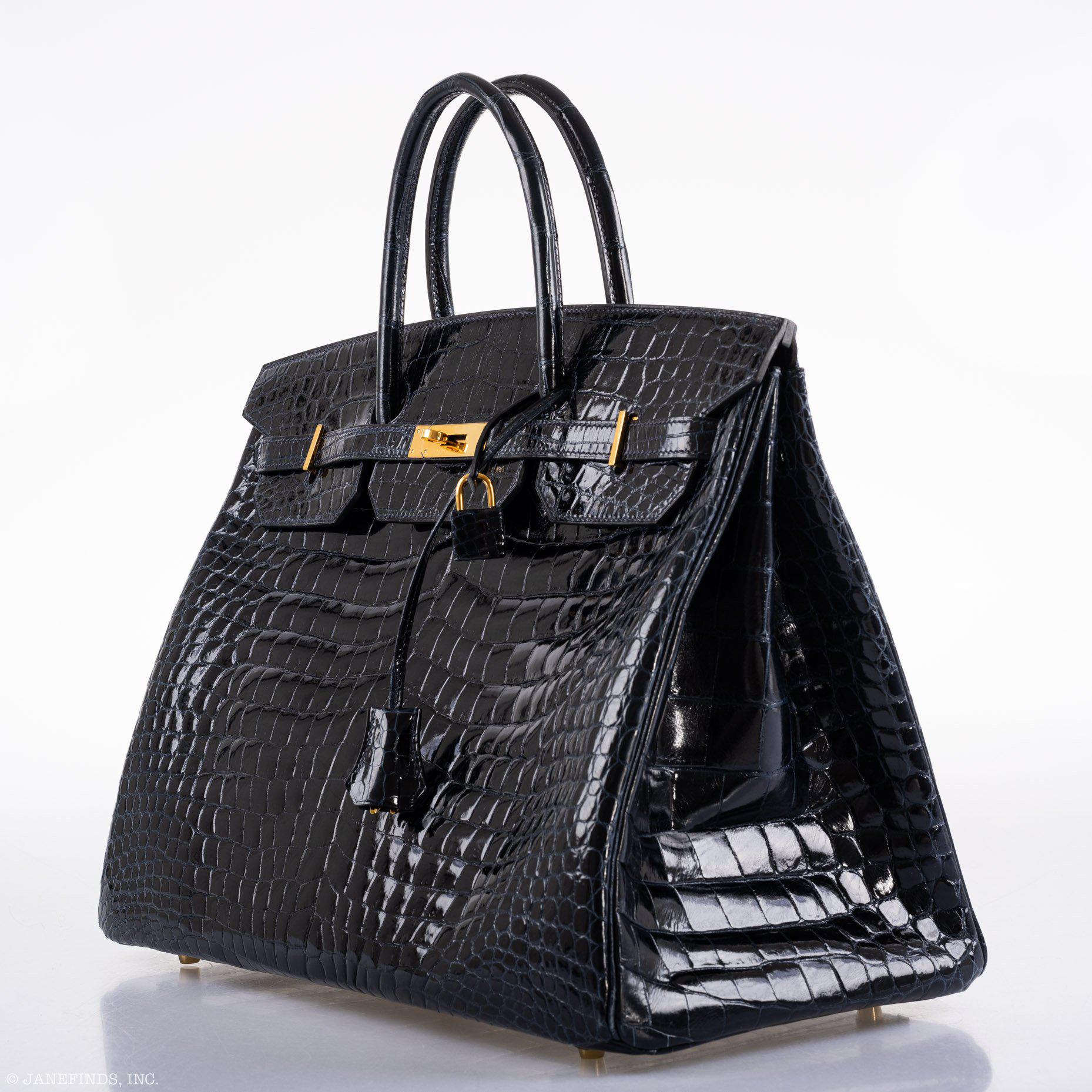 Hermes Birkin 40 Blue Nuit Porosus Crocodile Gold Hardware - 2016, X - Exclusu