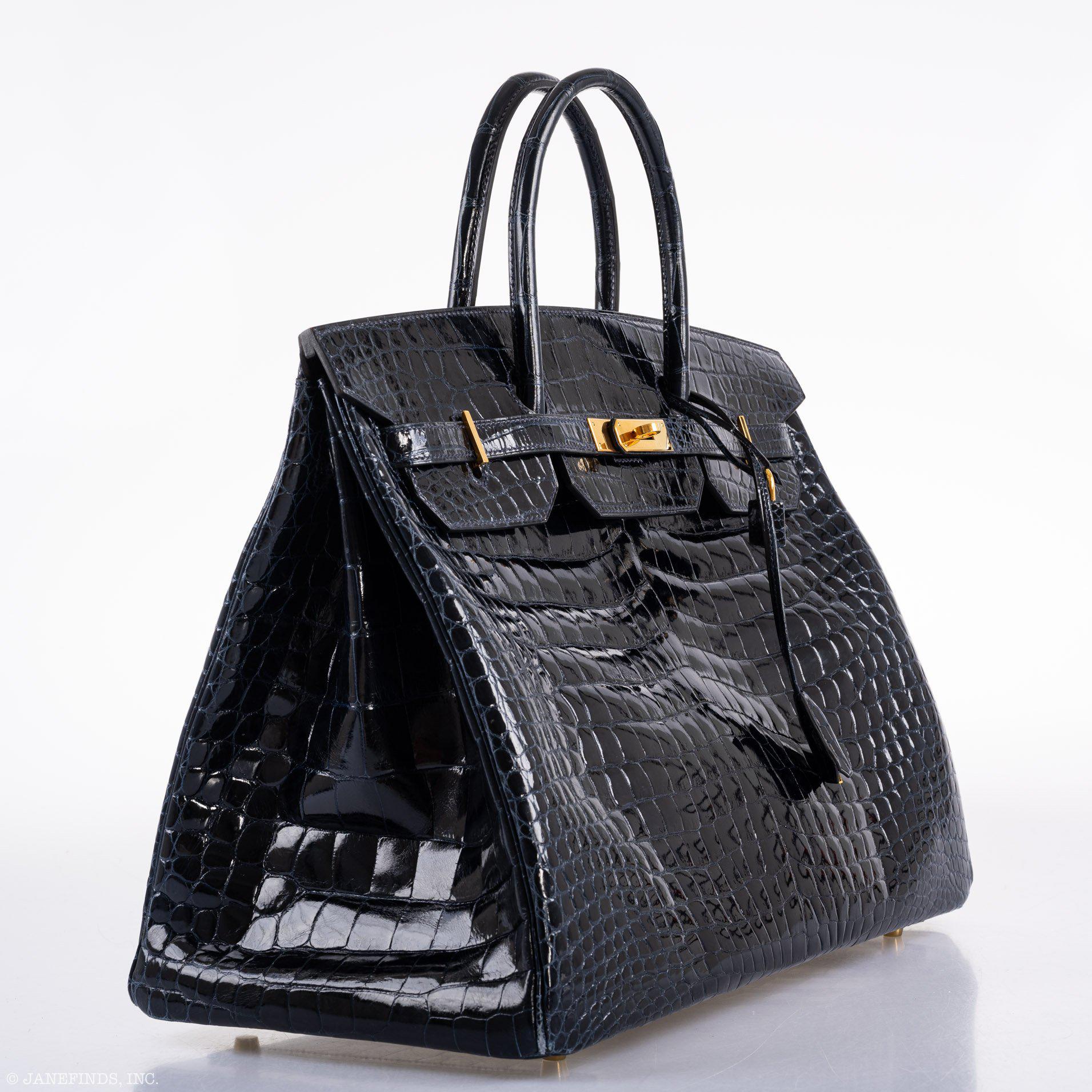Hermes Birkin 40 Blue Nuit Porosus Crocodile Gold Hardware - 2016, X - Exclusu